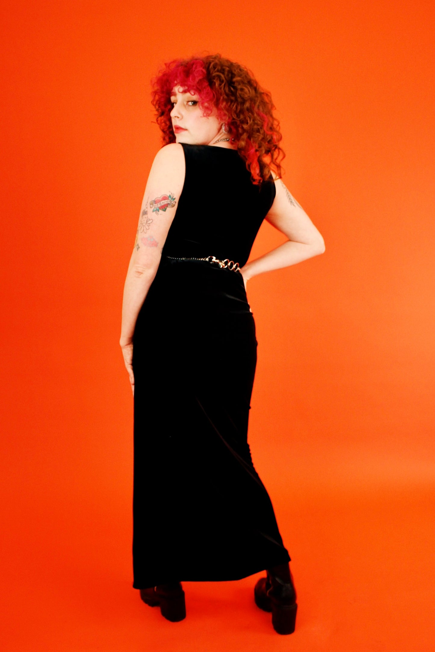 1990s Liquid Black Velvet Maxi