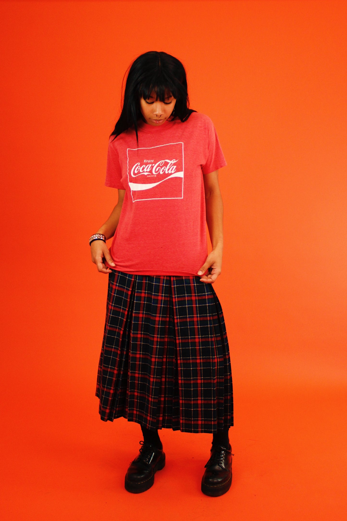 1980s Plaid Schoolgirl Skirt
