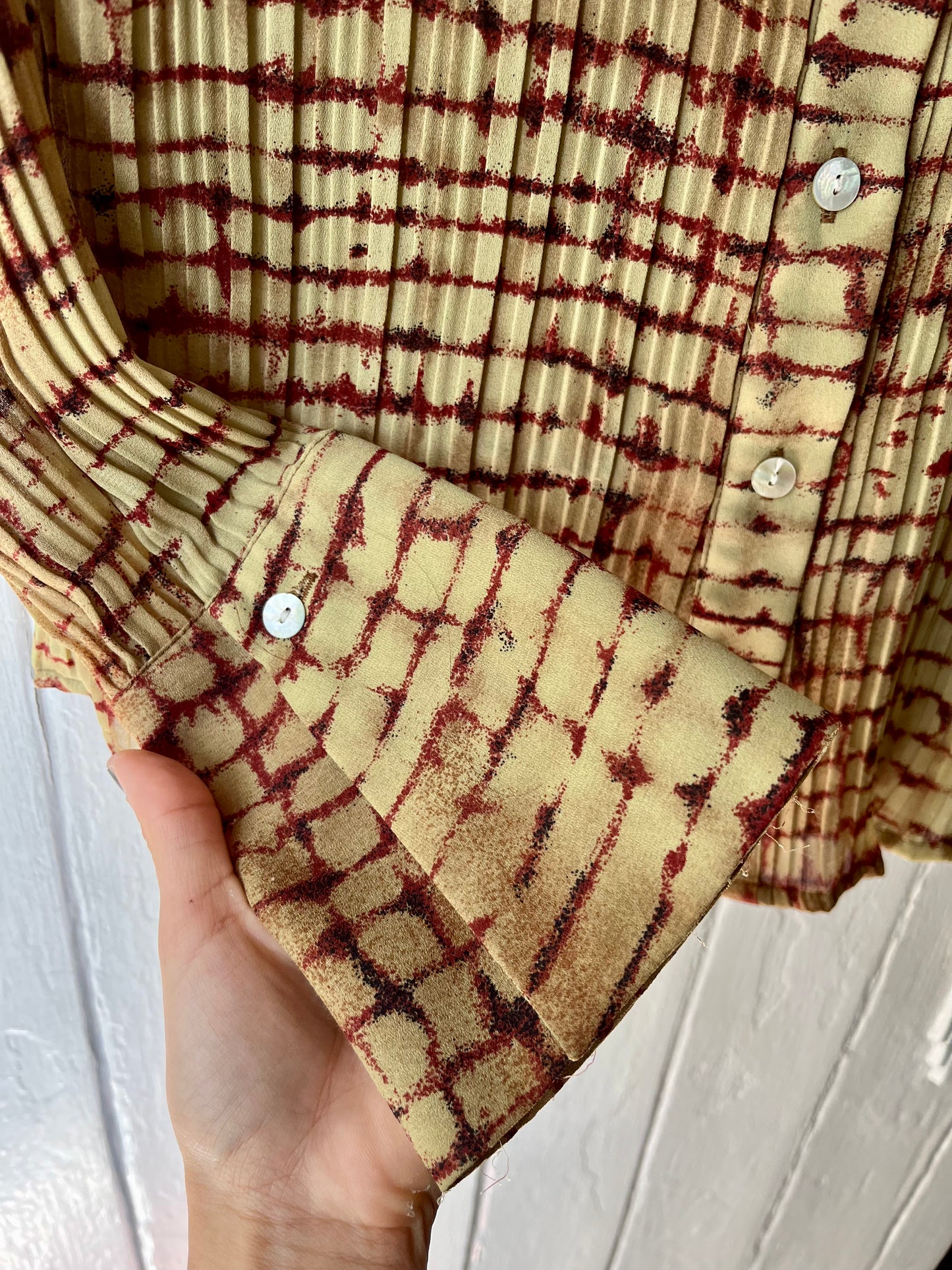 1990s Green Python Button Up