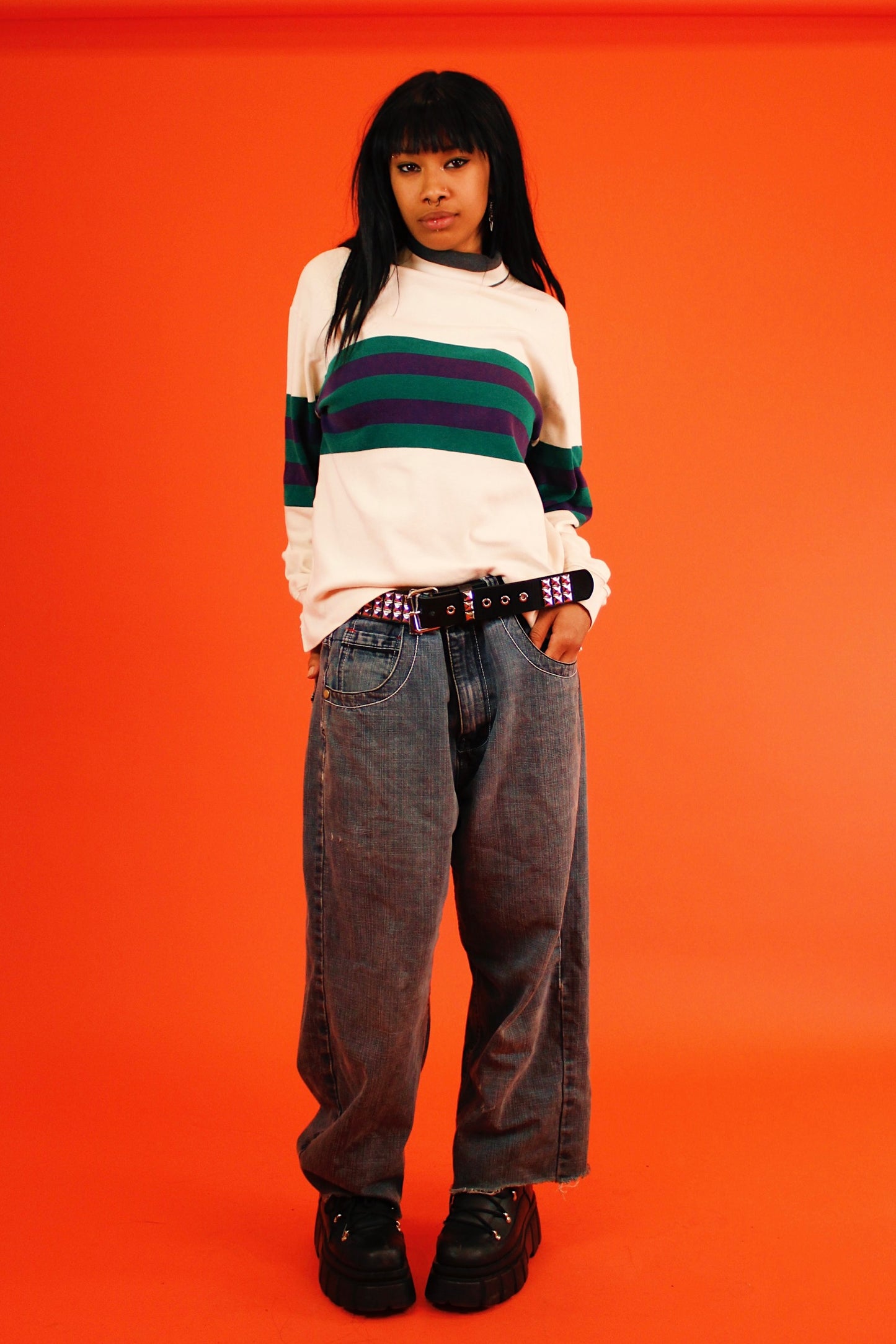 1990s Corey Striped Turtleneck