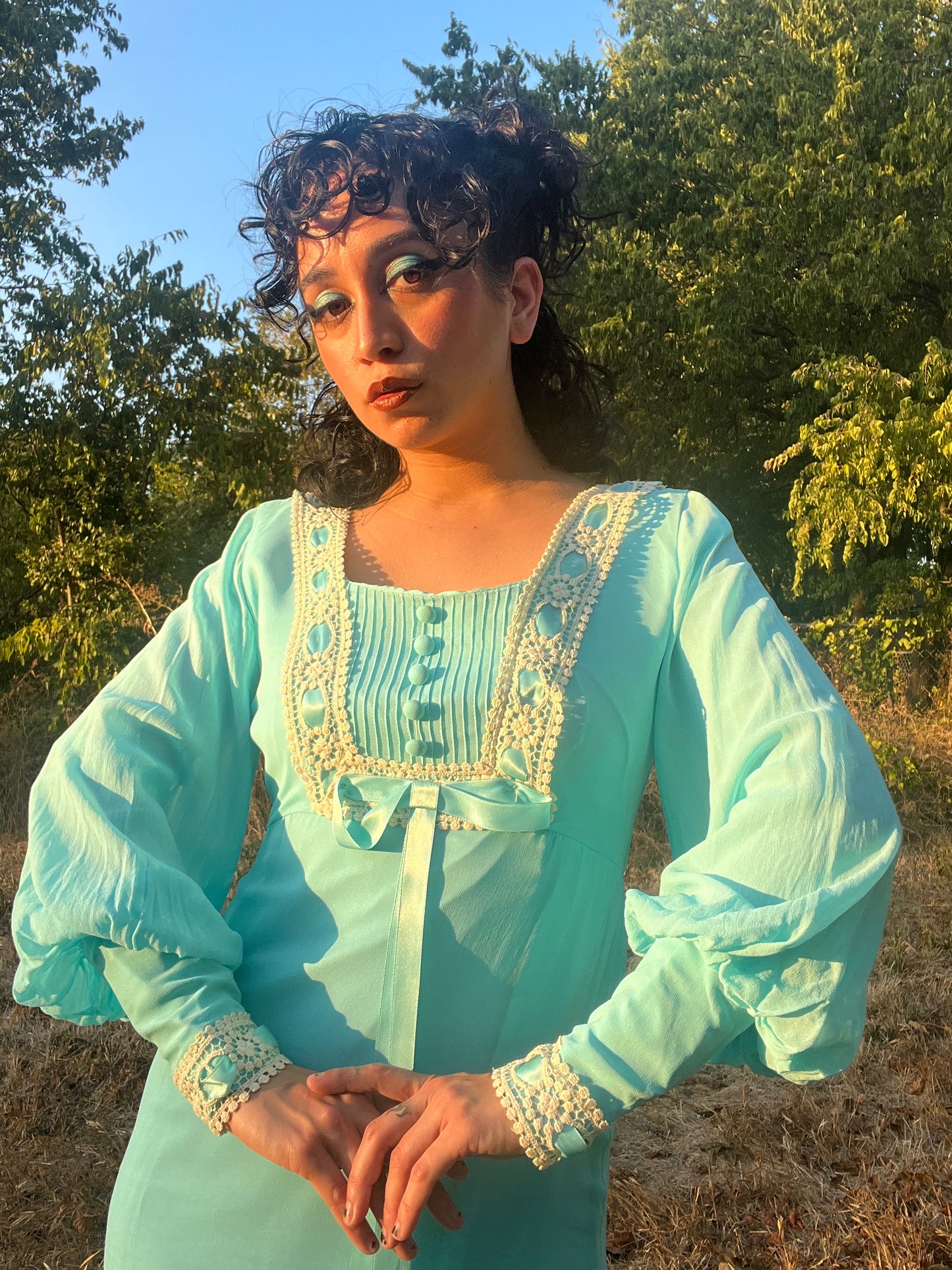1960s/70s Dreams of Blue Maxi Dress
