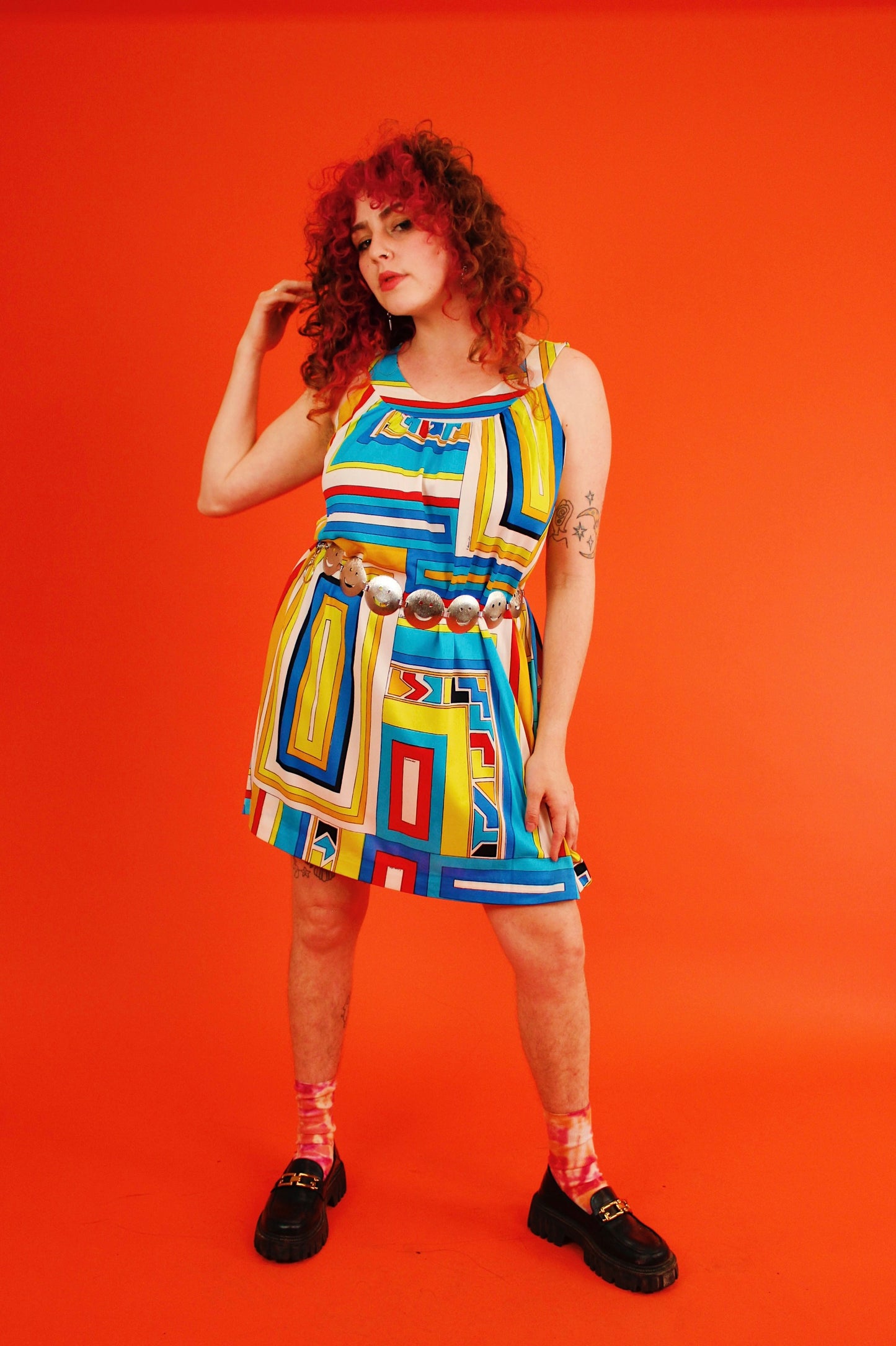 1960s Electric Geometric House Dress