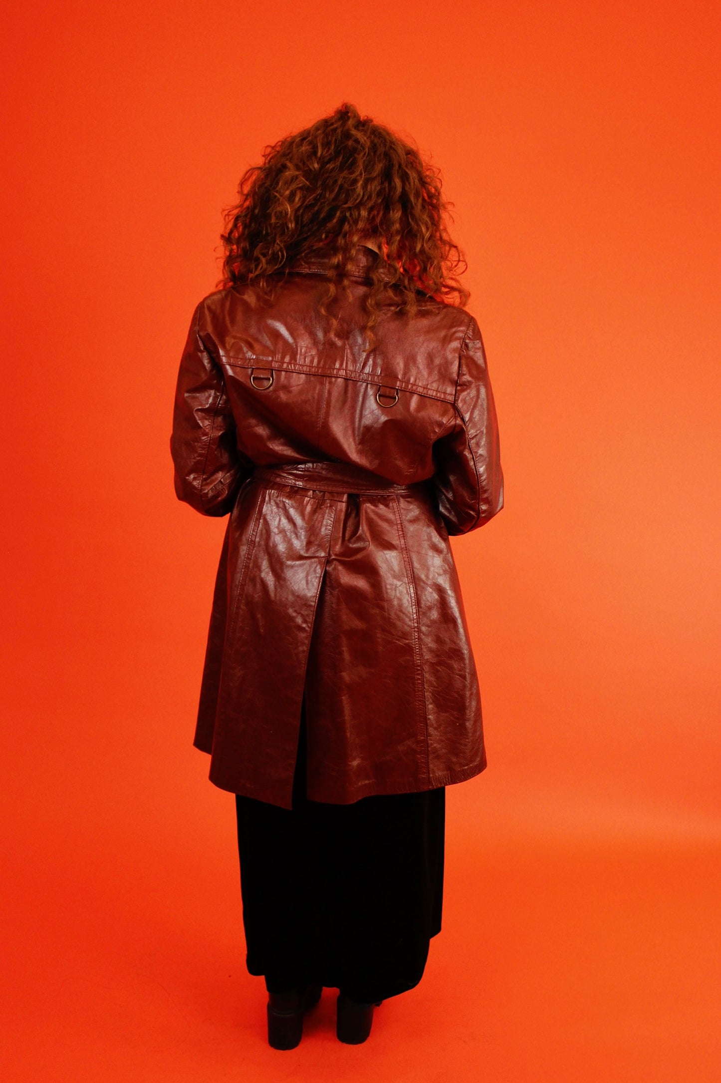 1970s Burgundy Leather Trench
