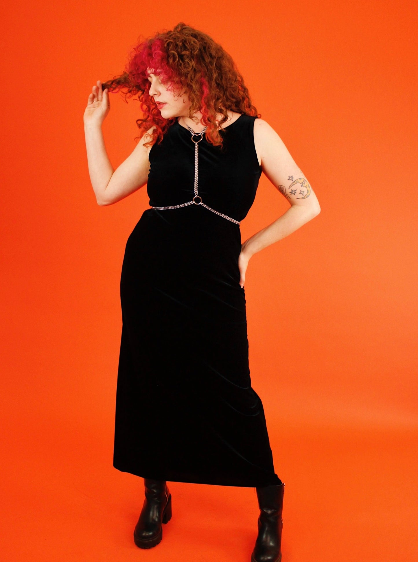1990s Liquid Black Velvet Maxi
