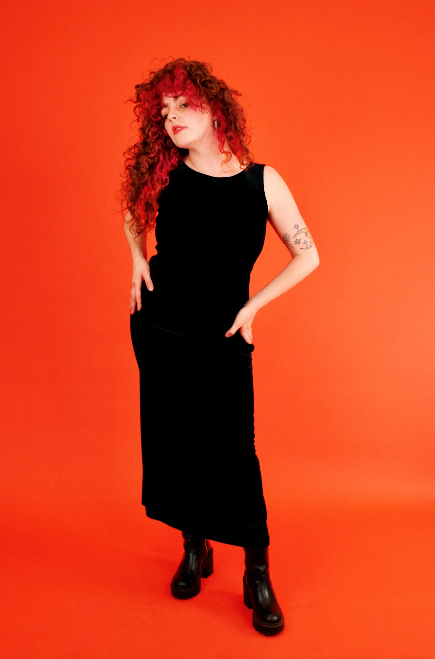 1990s Liquid Black Velvet Maxi