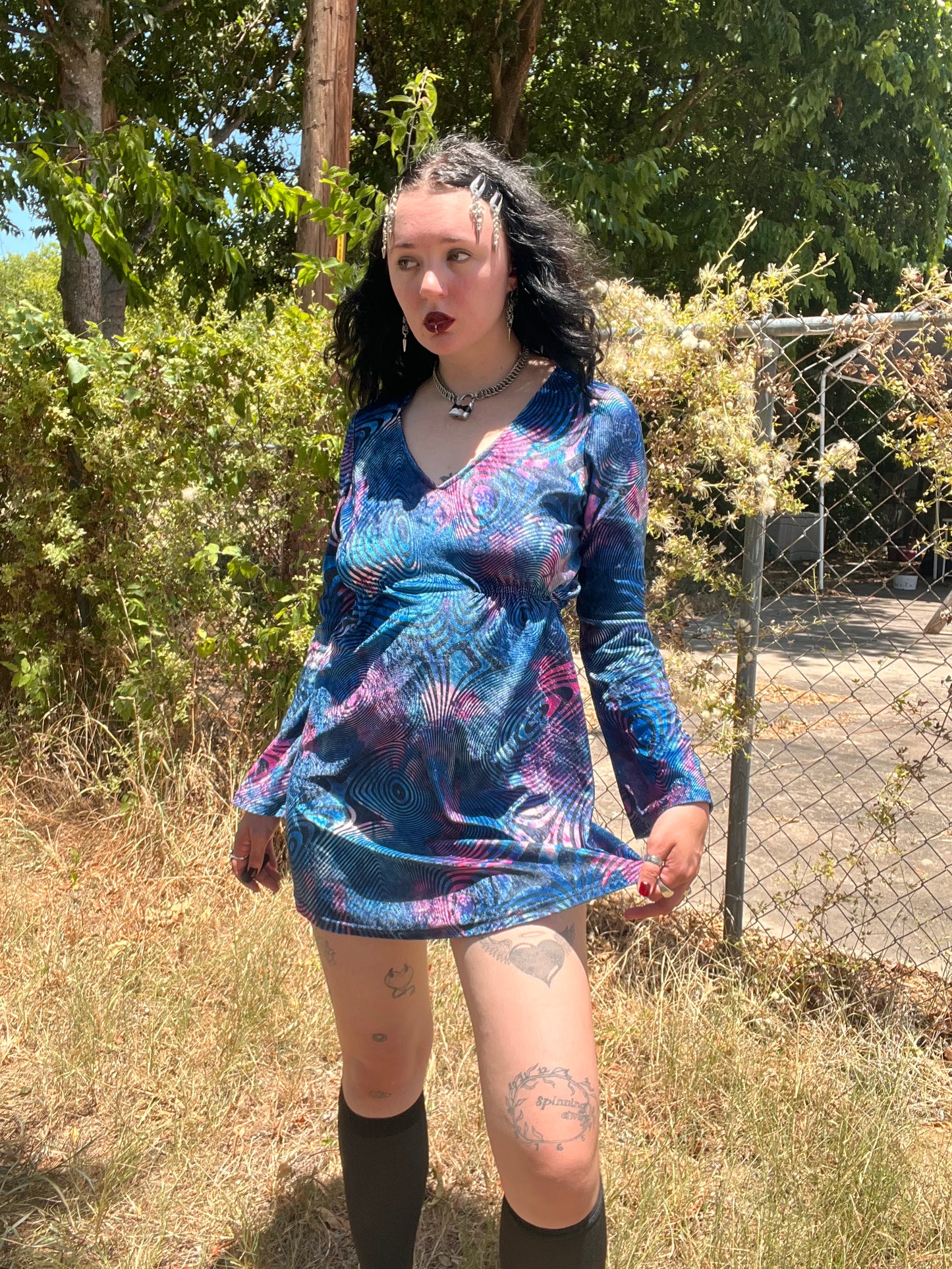 1990s Psych Swirl Lip Service Dress