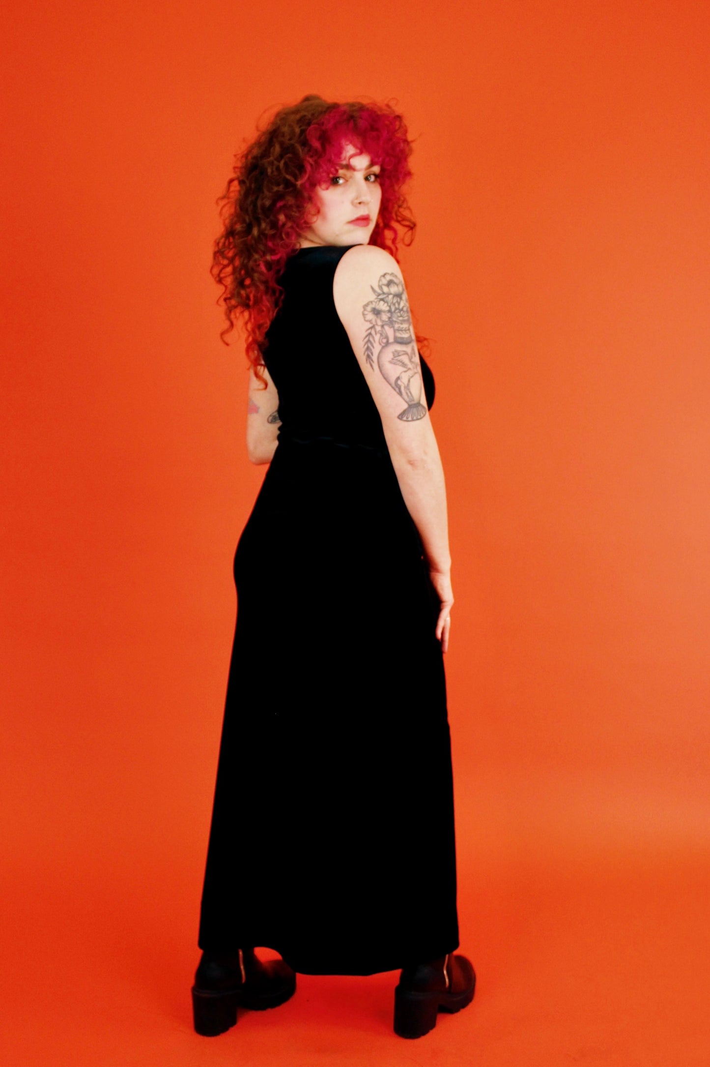 1990s Liquid Black Velvet Maxi