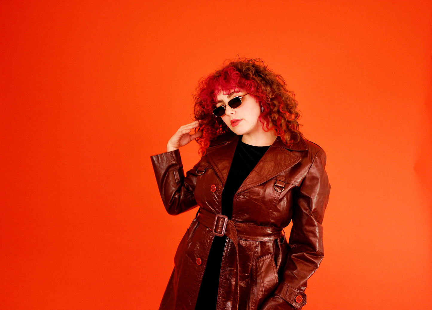 1970s Burgundy Leather Trench