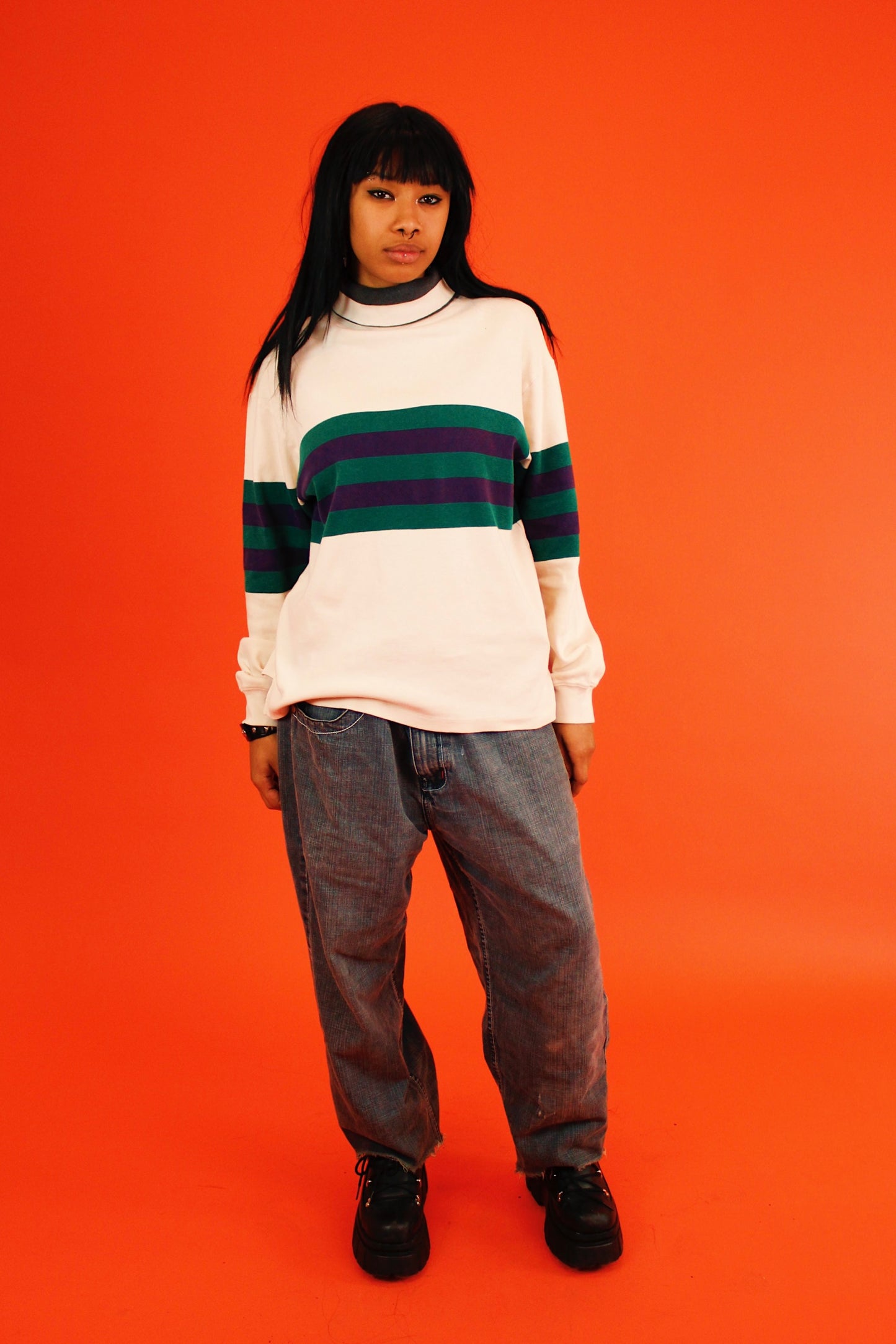 1990s Corey Striped Turtleneck