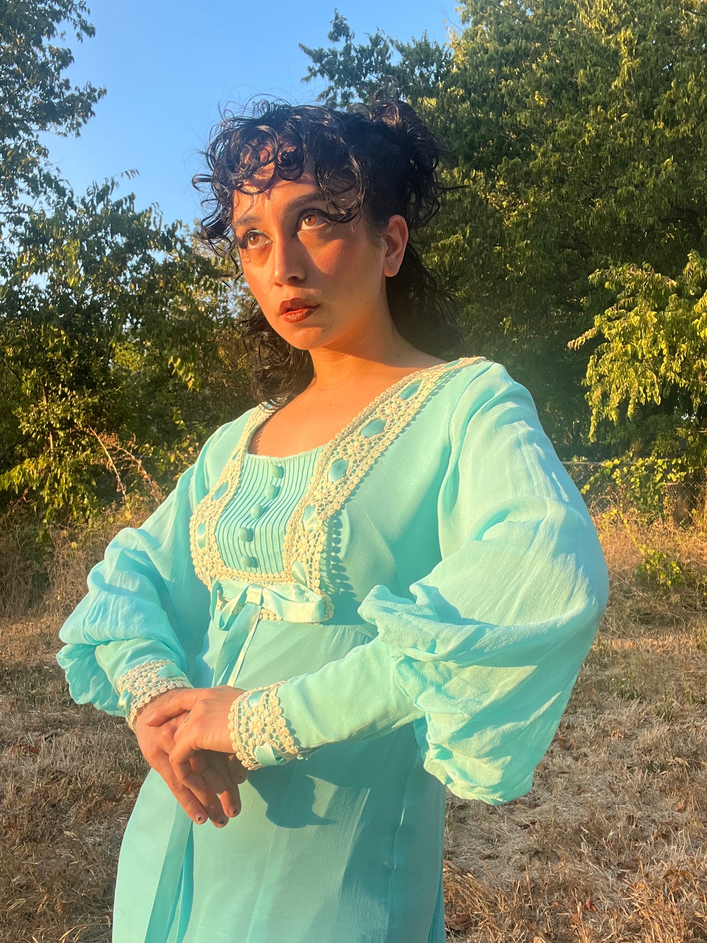 1960s/70s Dreams of Blue Maxi Dress
