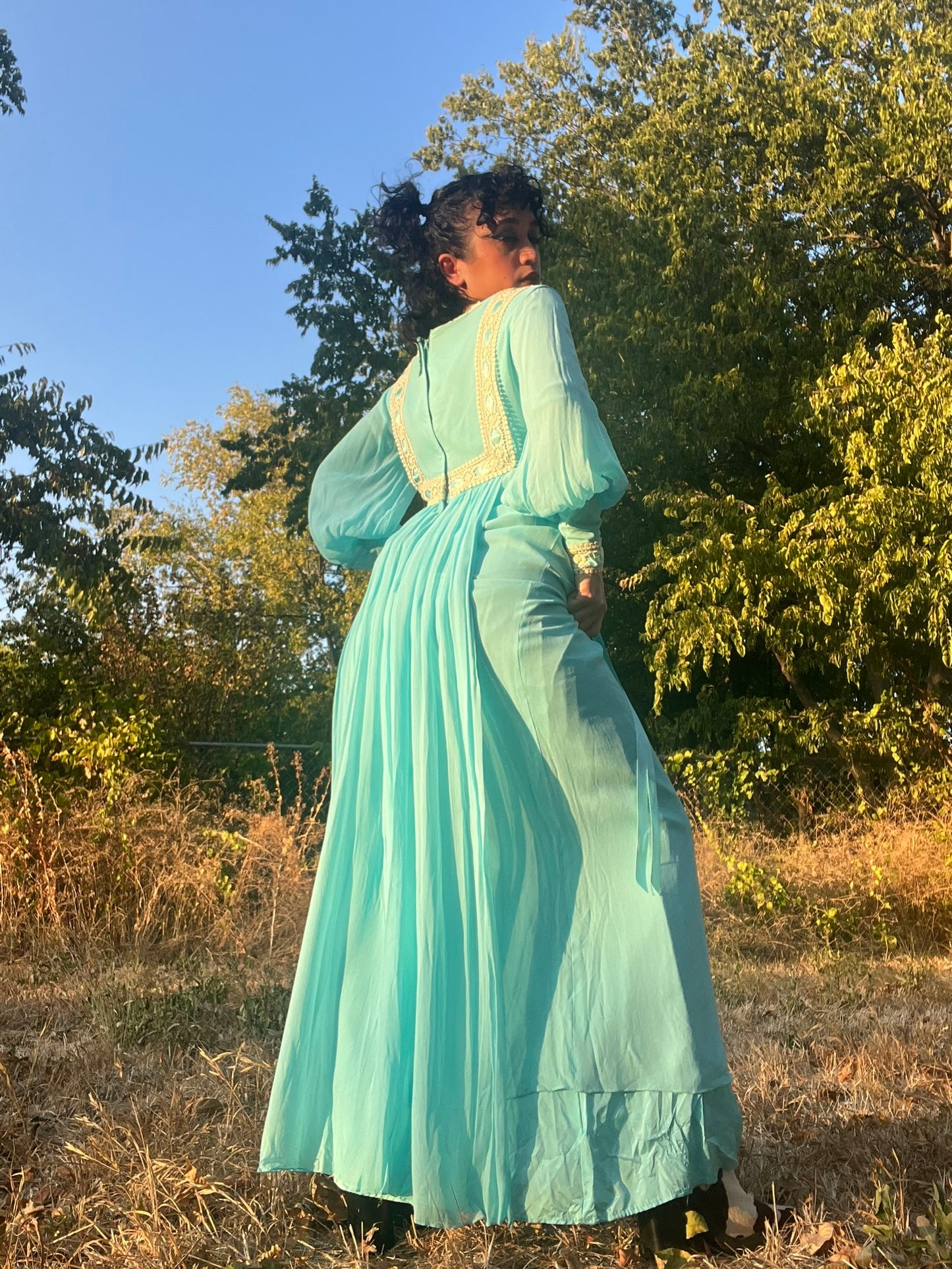 1960s/70s Dreams of Blue Maxi Dress