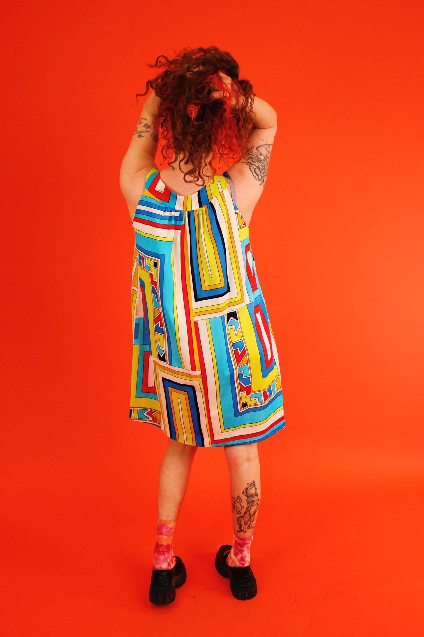 1960s Electric Geometric House Dress
