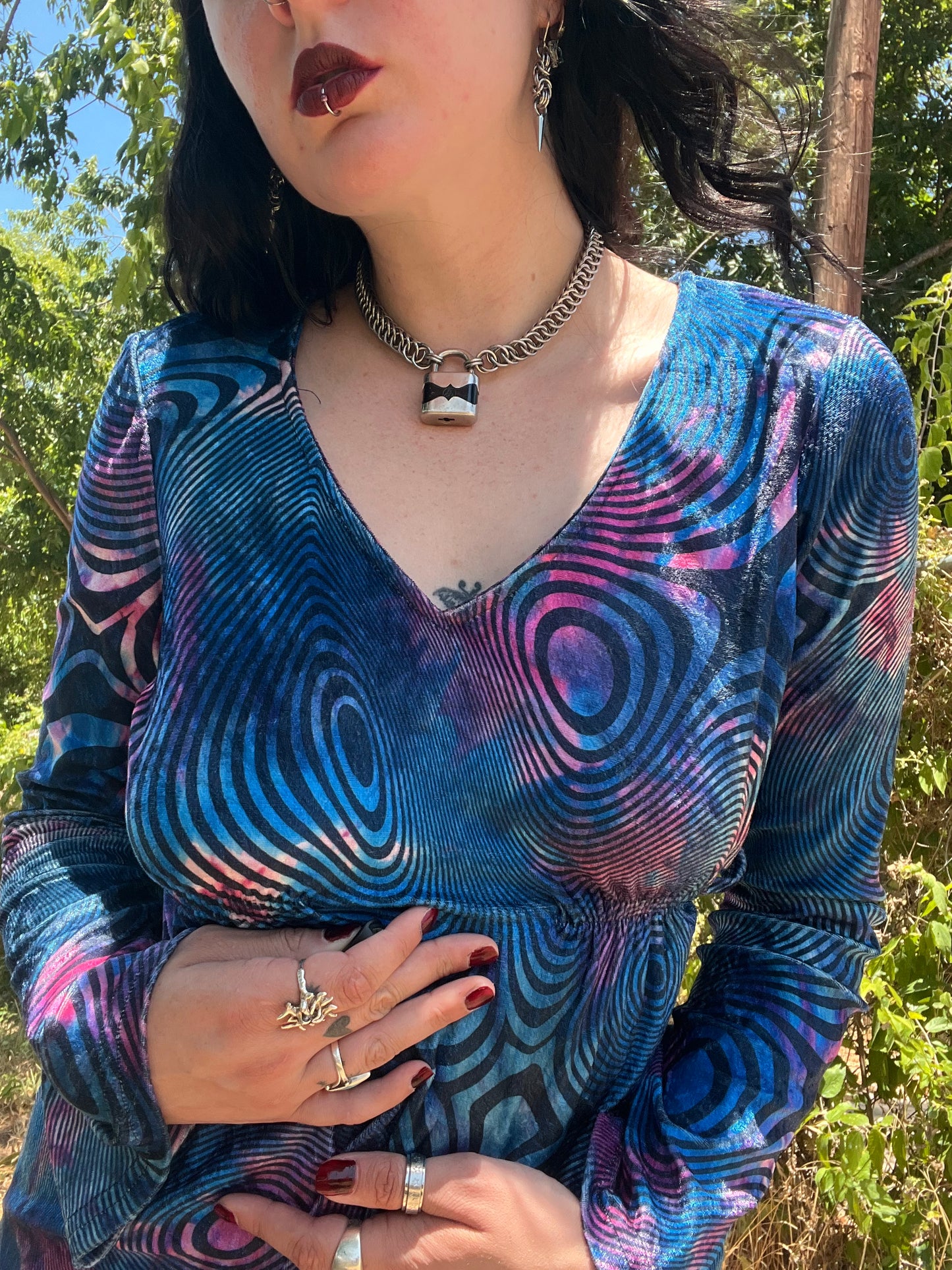 1990s Psych Swirl Lip Service Dress