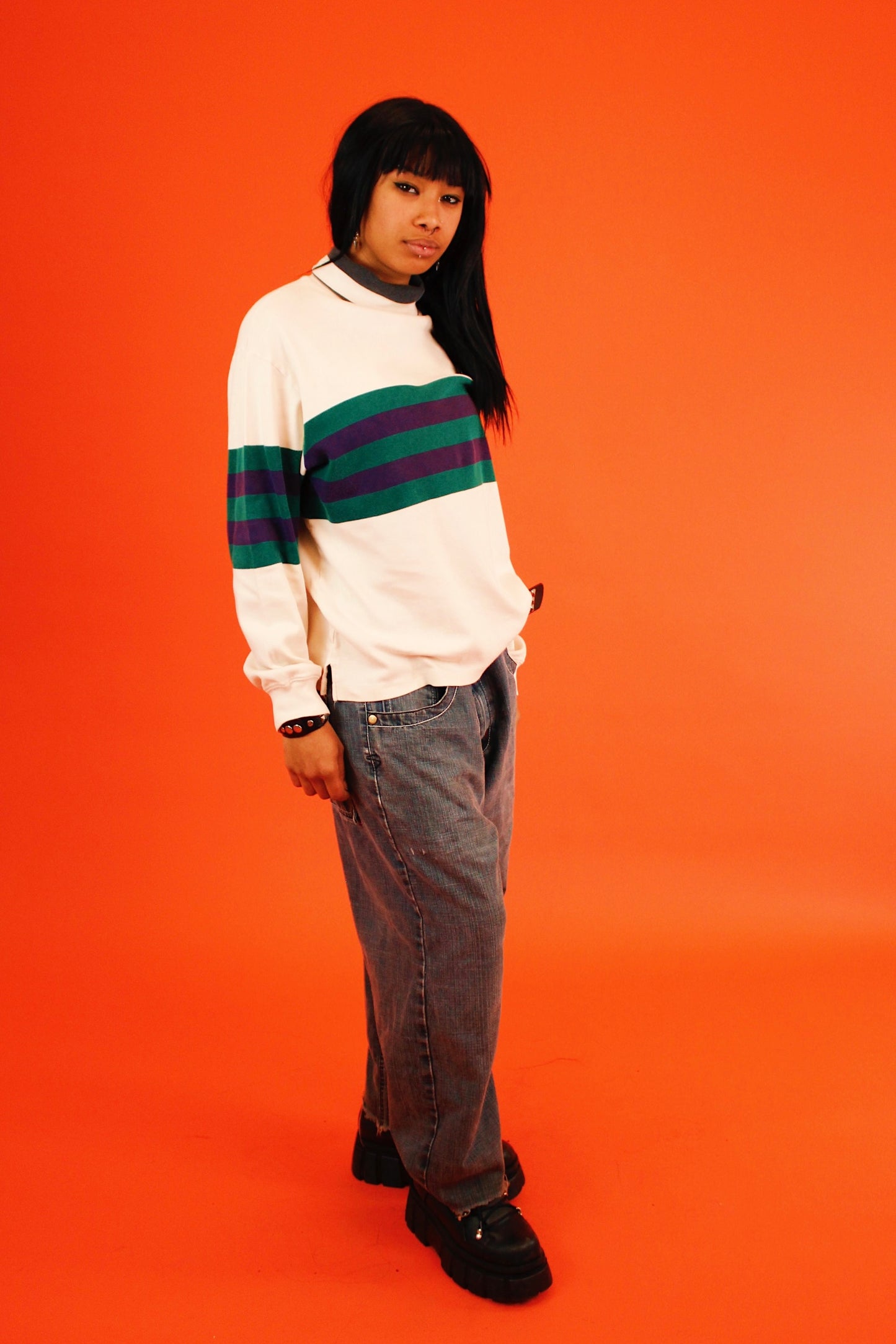 1990s Corey Striped Turtleneck