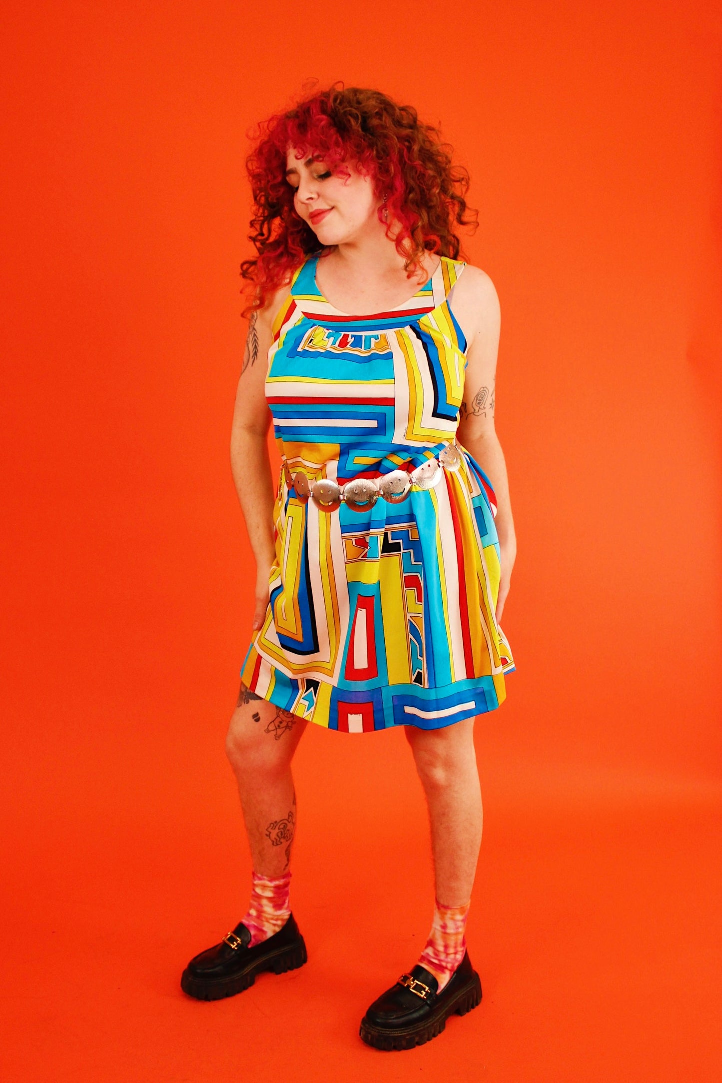 1960s Electric Geometric House Dress