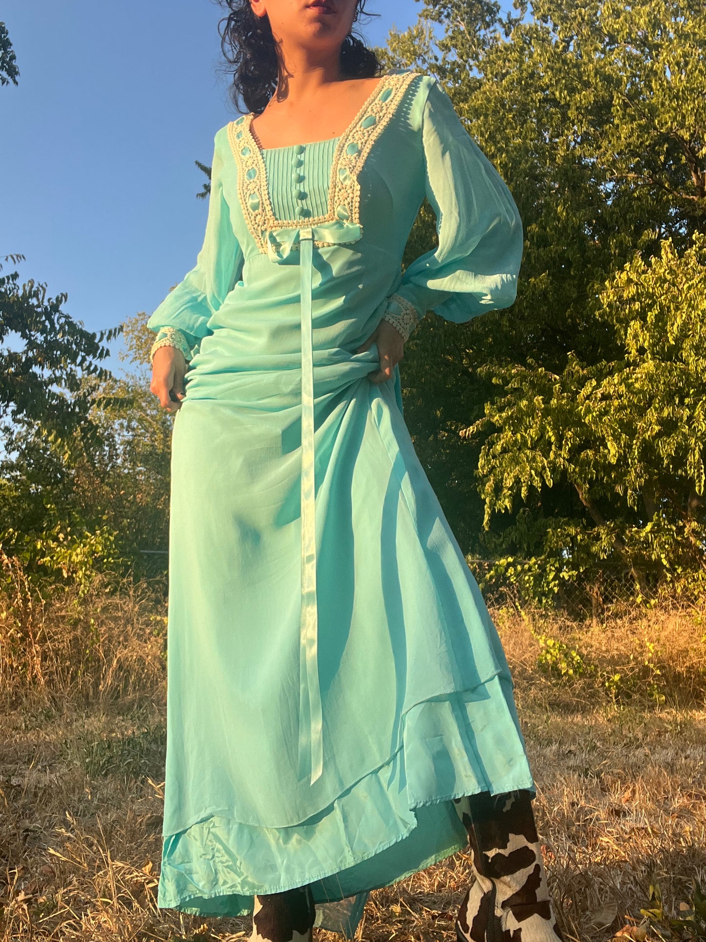1960s/70s Dreams of Blue Maxi Dress