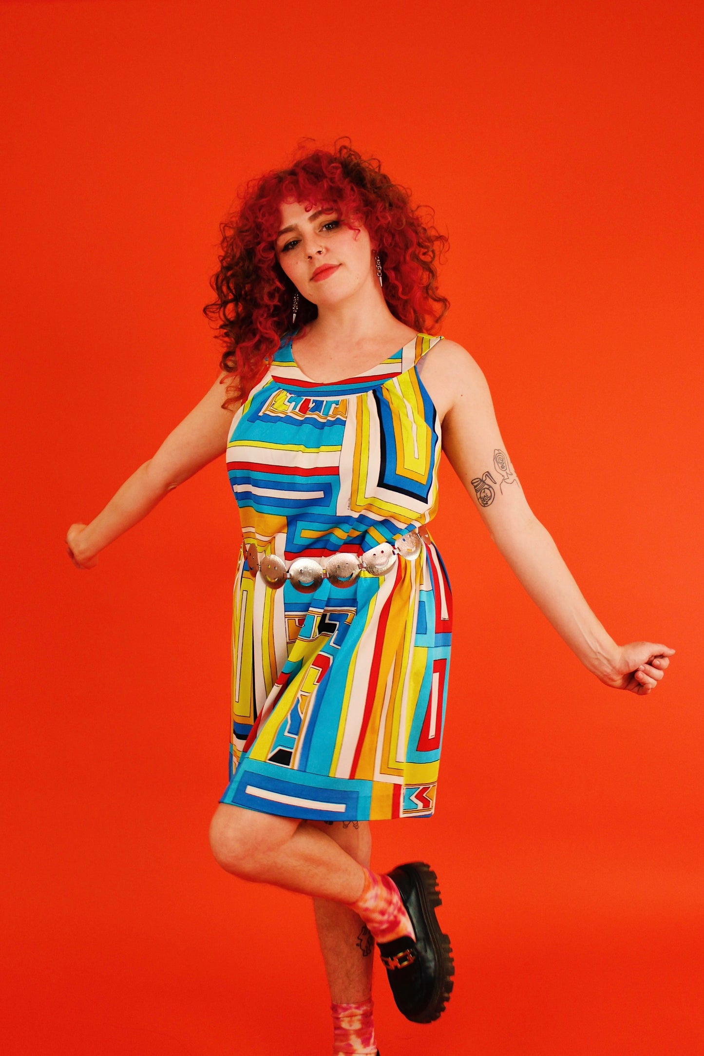 1960s Electric Geometric House Dress