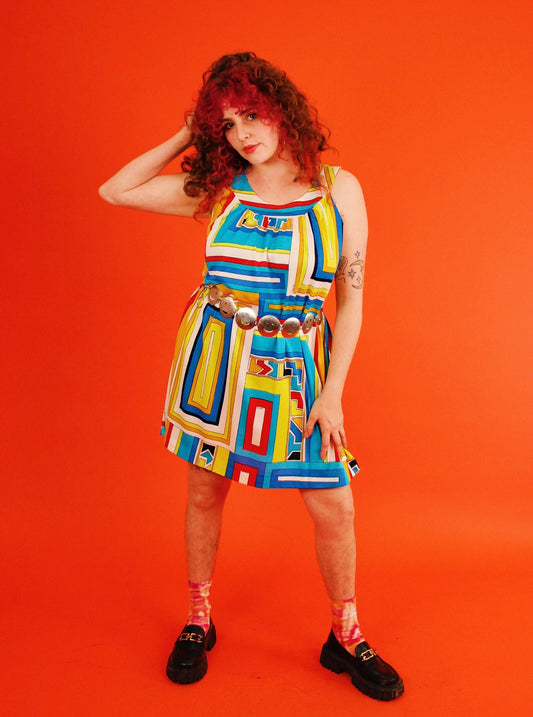 1960s Electric Geometric House Dress