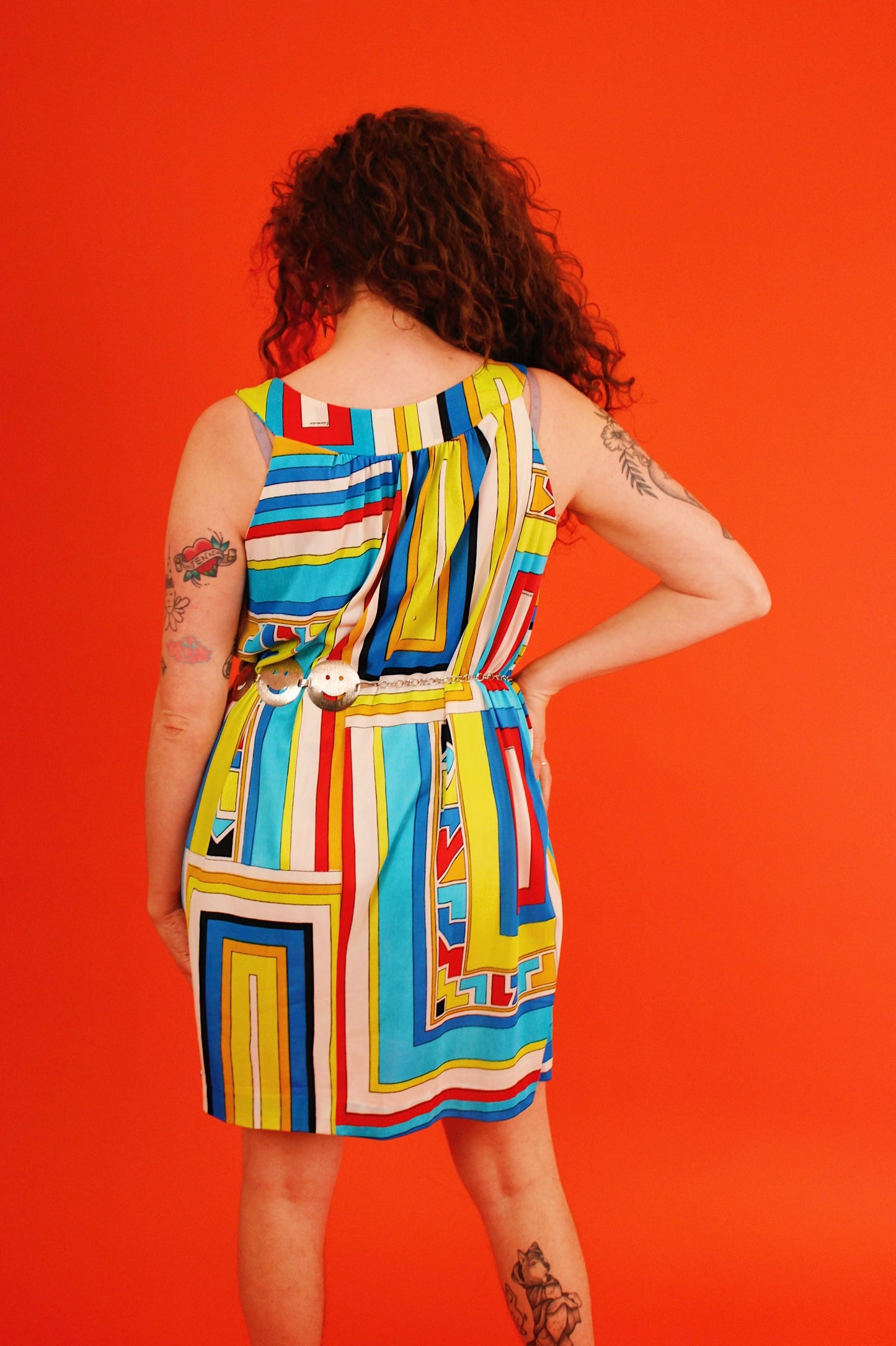 1960s Electric Geometric House Dress
