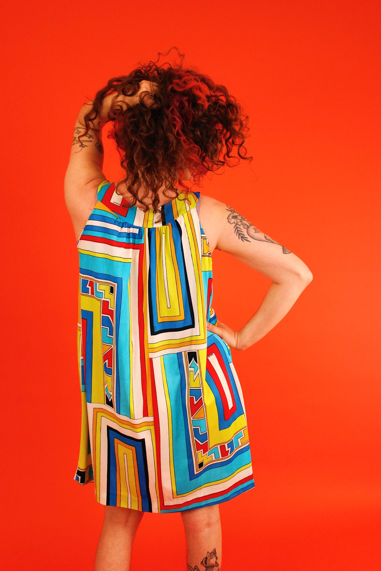 1960s Electric Geometric House Dress