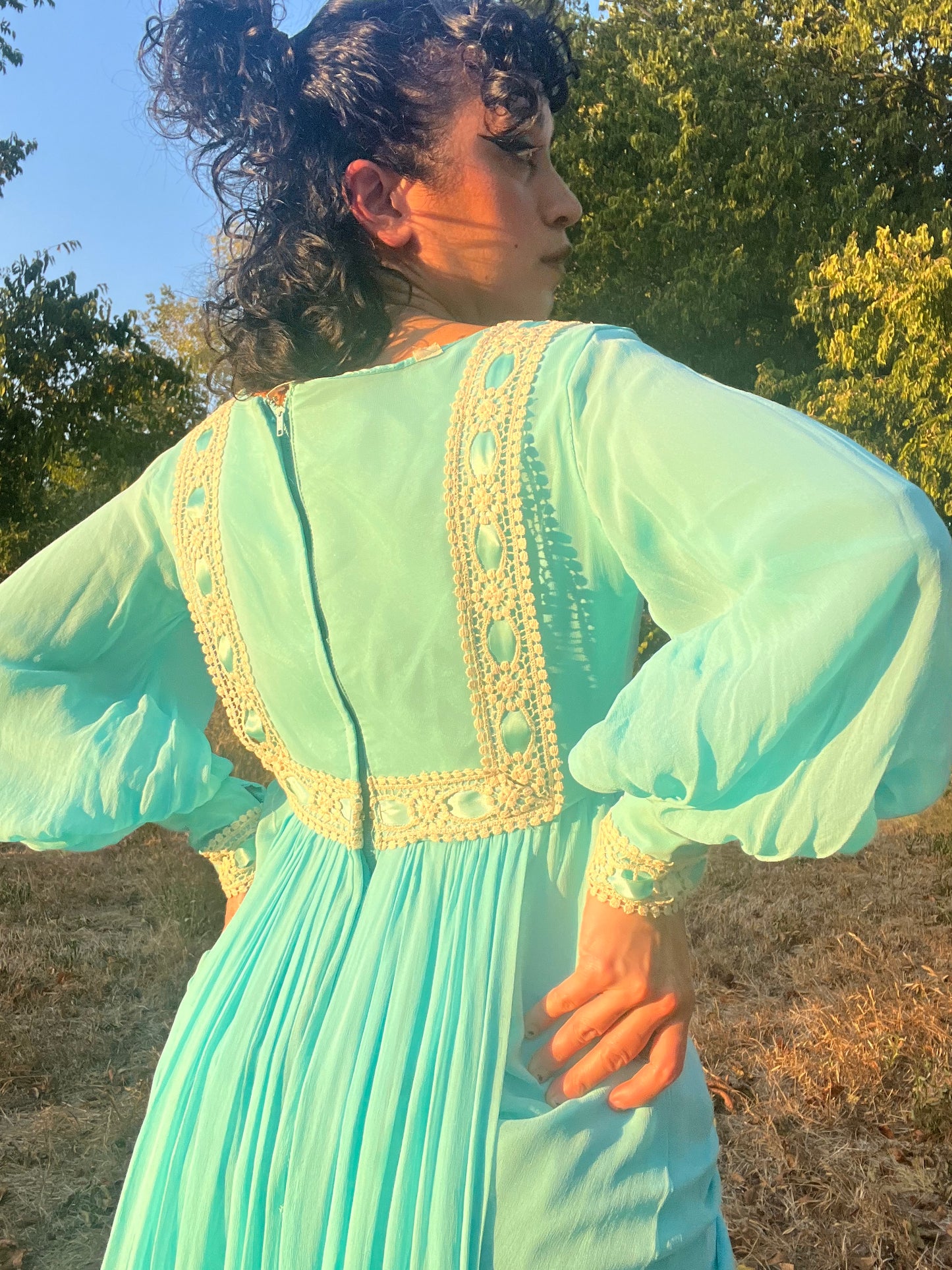 1960s/70s Dreams of Blue Maxi Dress