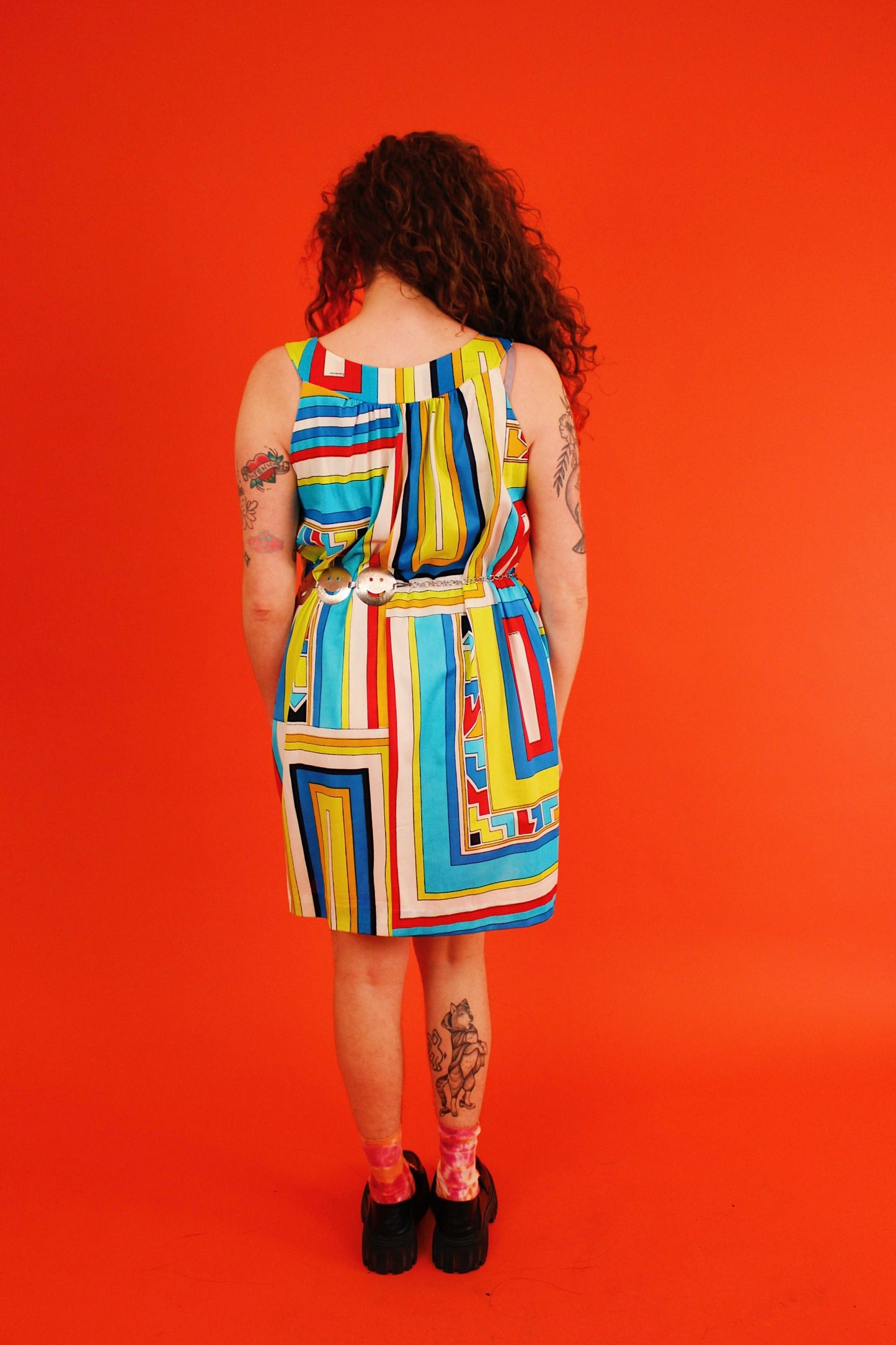 1960s Electric Geometric House Dress