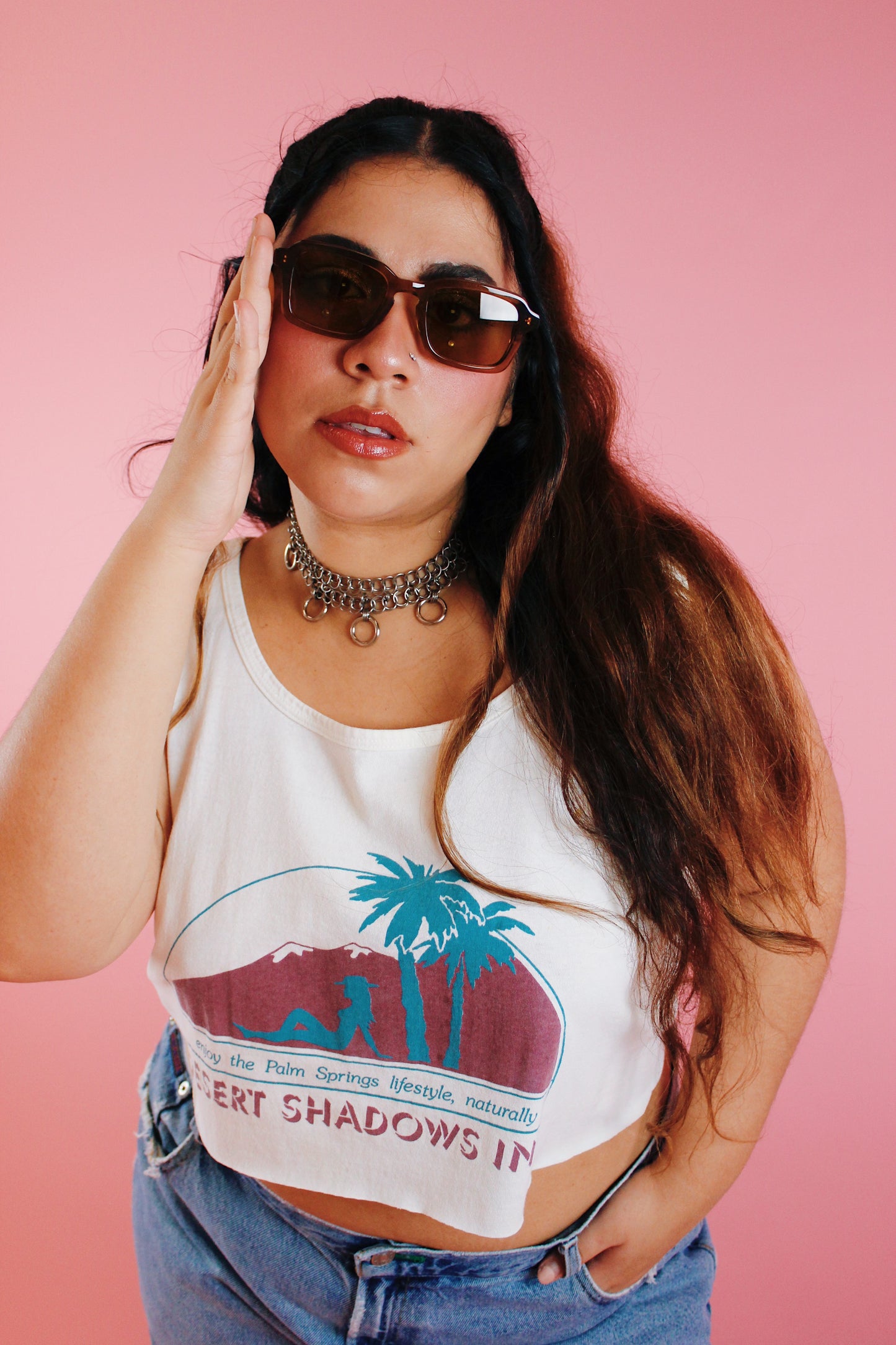 1990s/Y2K Nude Desert Crop Tank
