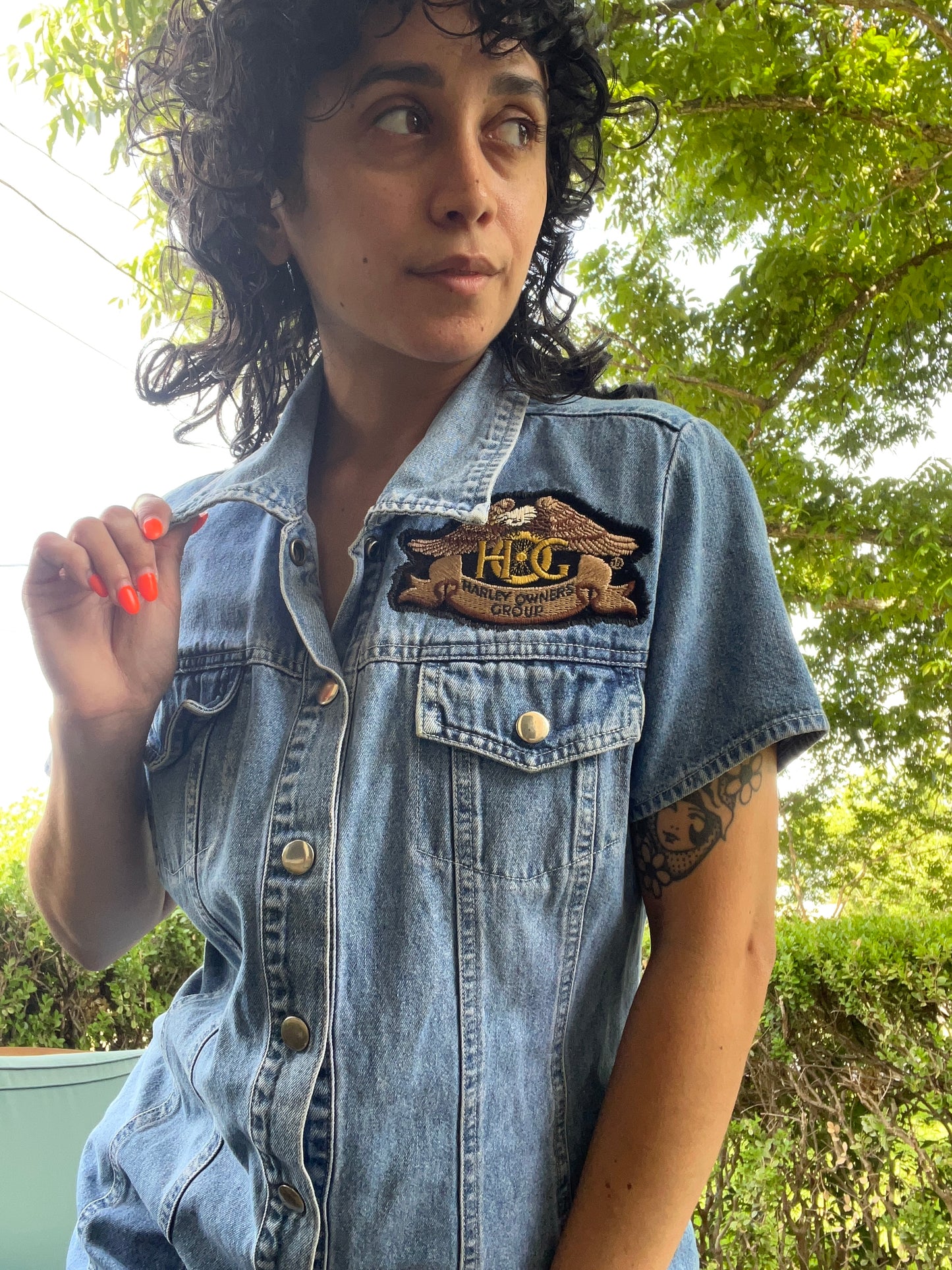 1990s Harley Patch Denim Dress