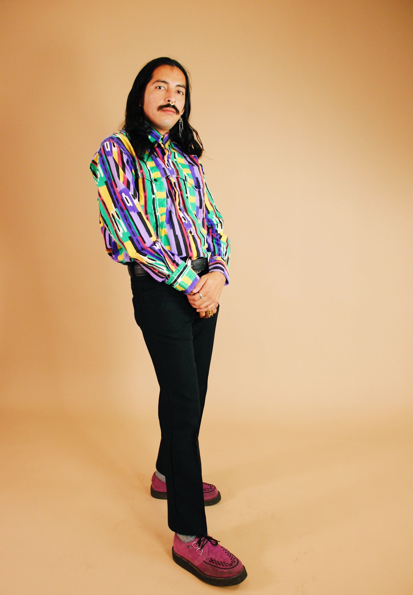 1980s Artsy Western Button Up