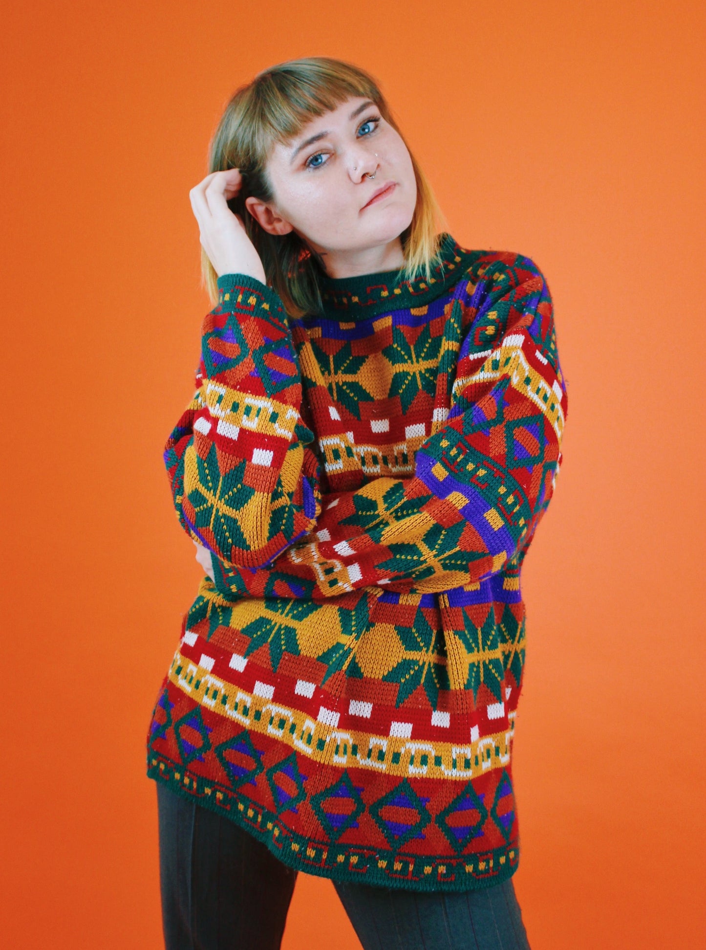 1990s Fall Kaleidoscope Sweater