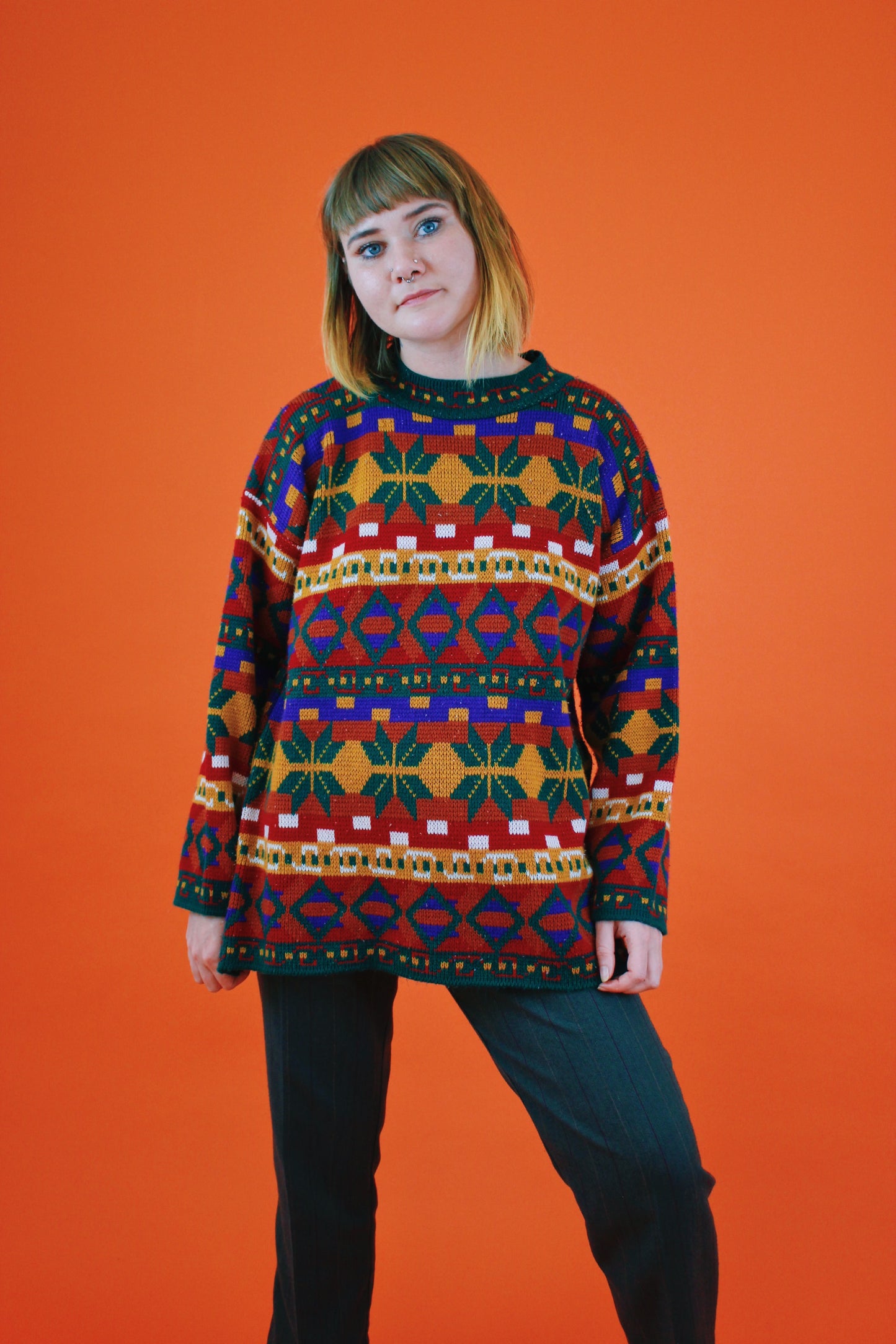 1990s Fall Kaleidoscope Sweater