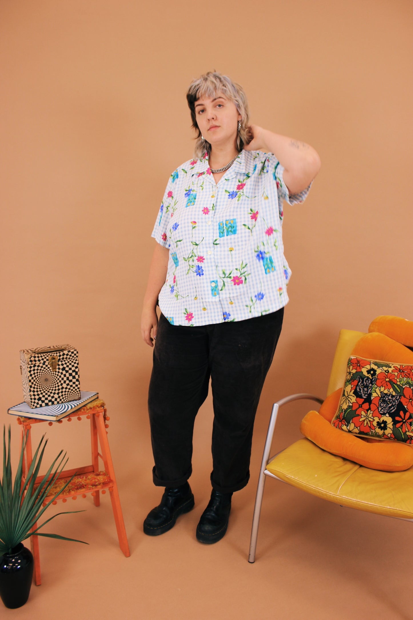 1990s Floral Artist Button Up