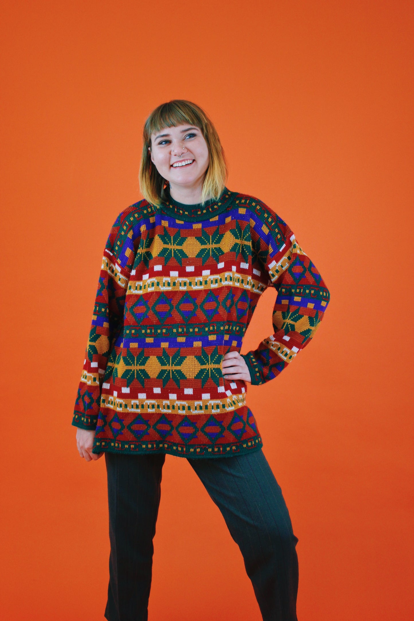 1990s Fall Kaleidoscope Sweater