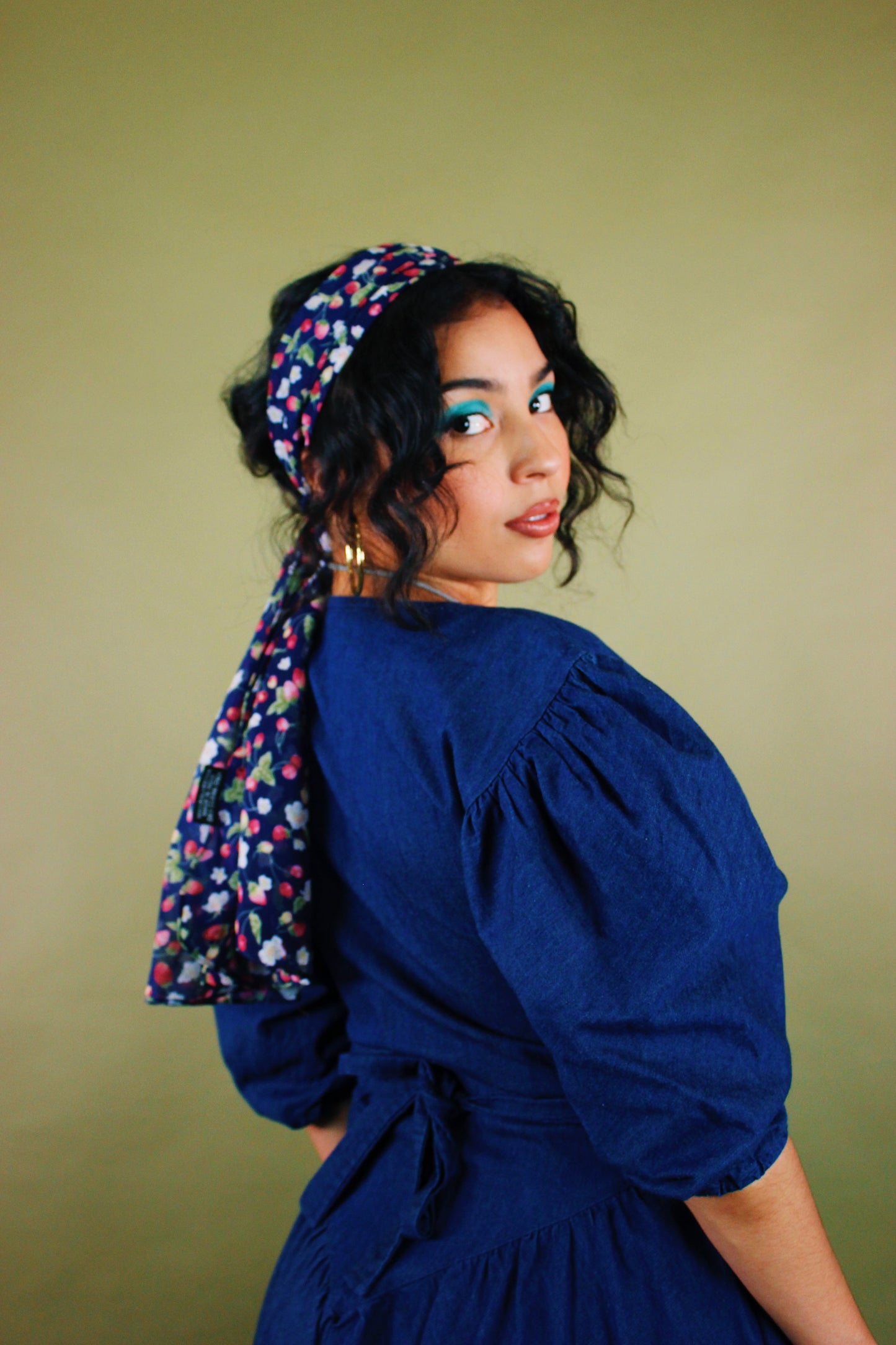 1980s Puff Sleeve Denim Maxi