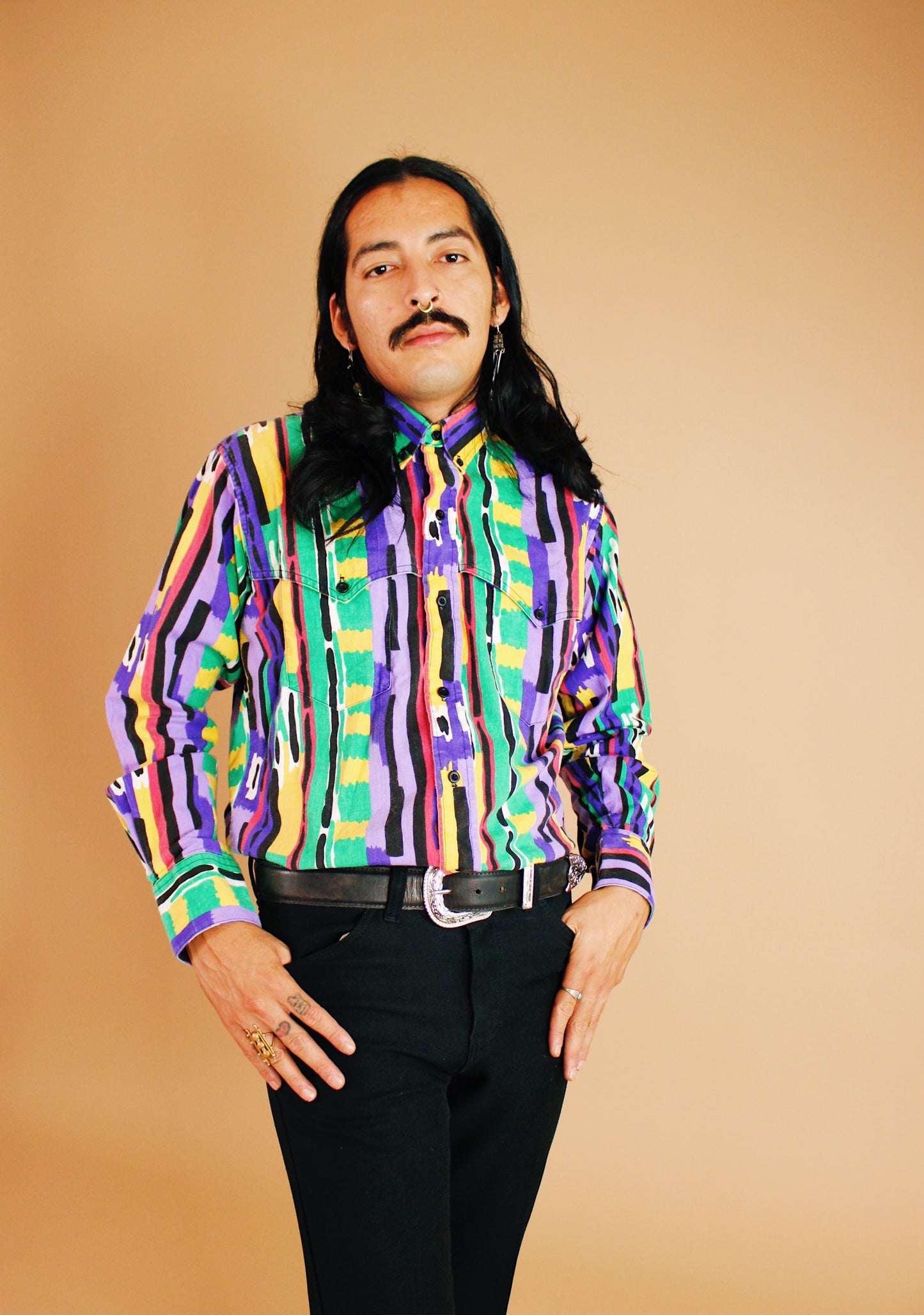 1980s Artsy Western Button Up