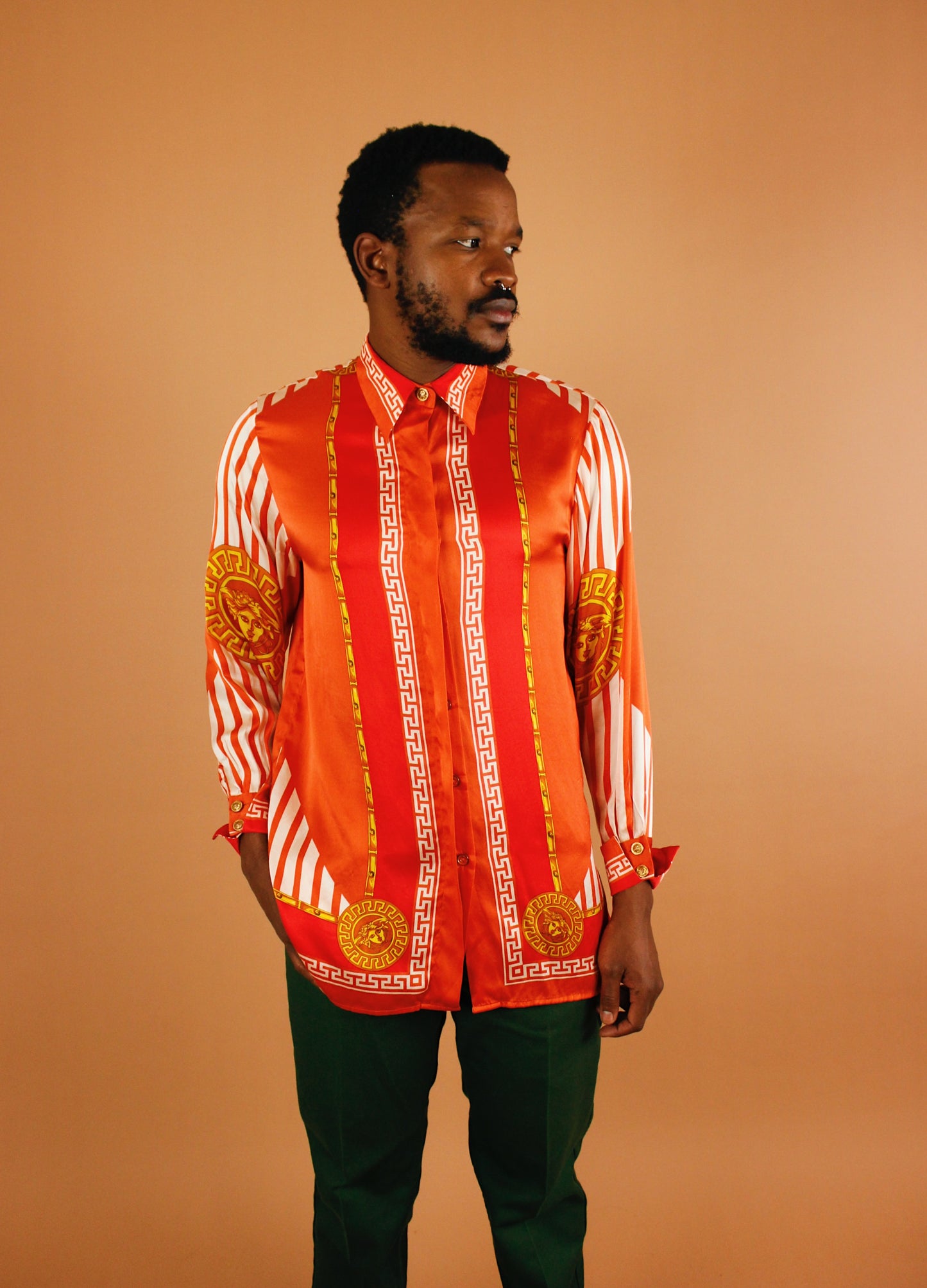 1990s Massardi Gold Silk Button Up