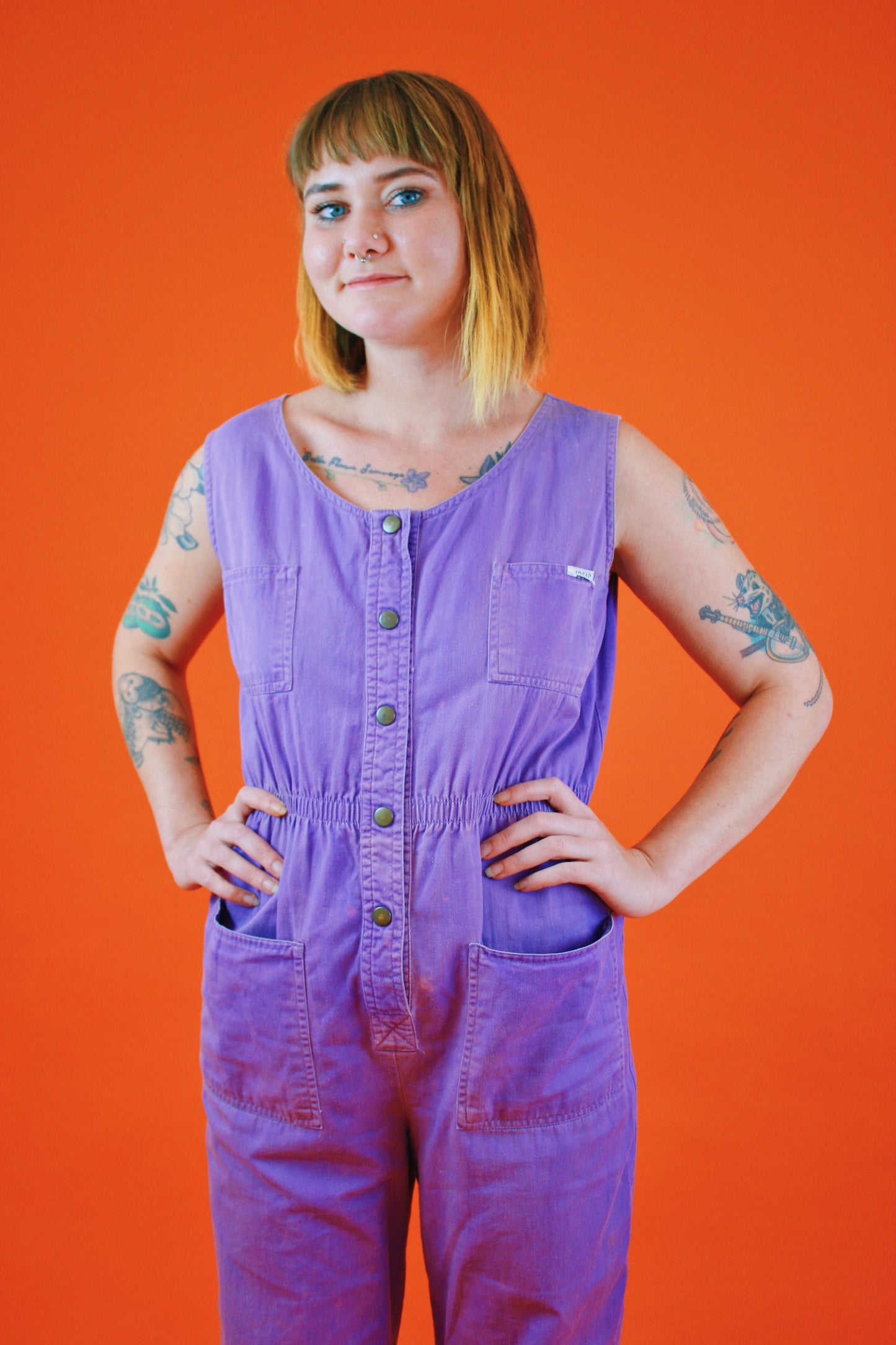 1980s Purple Pocket Jumpsuit