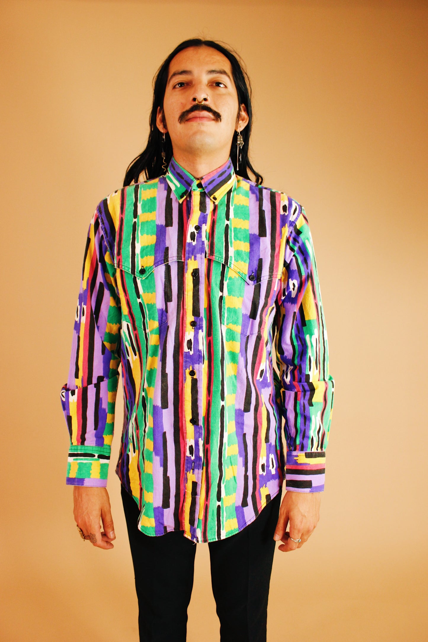 1980s Artsy Western Button Up
