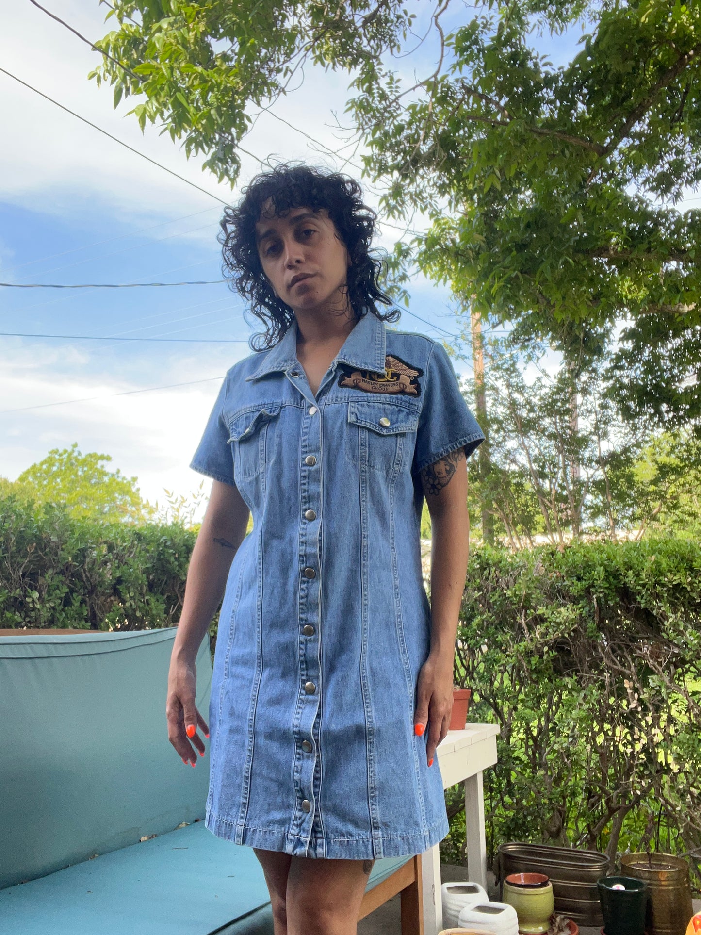 1990s Harley Patch Denim Dress