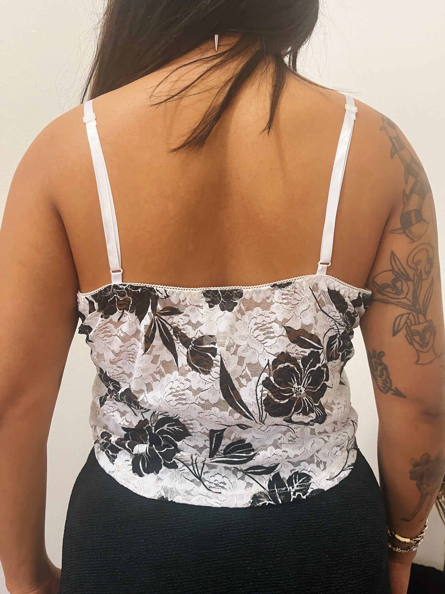 Y2K Black Rose Mesh Tank