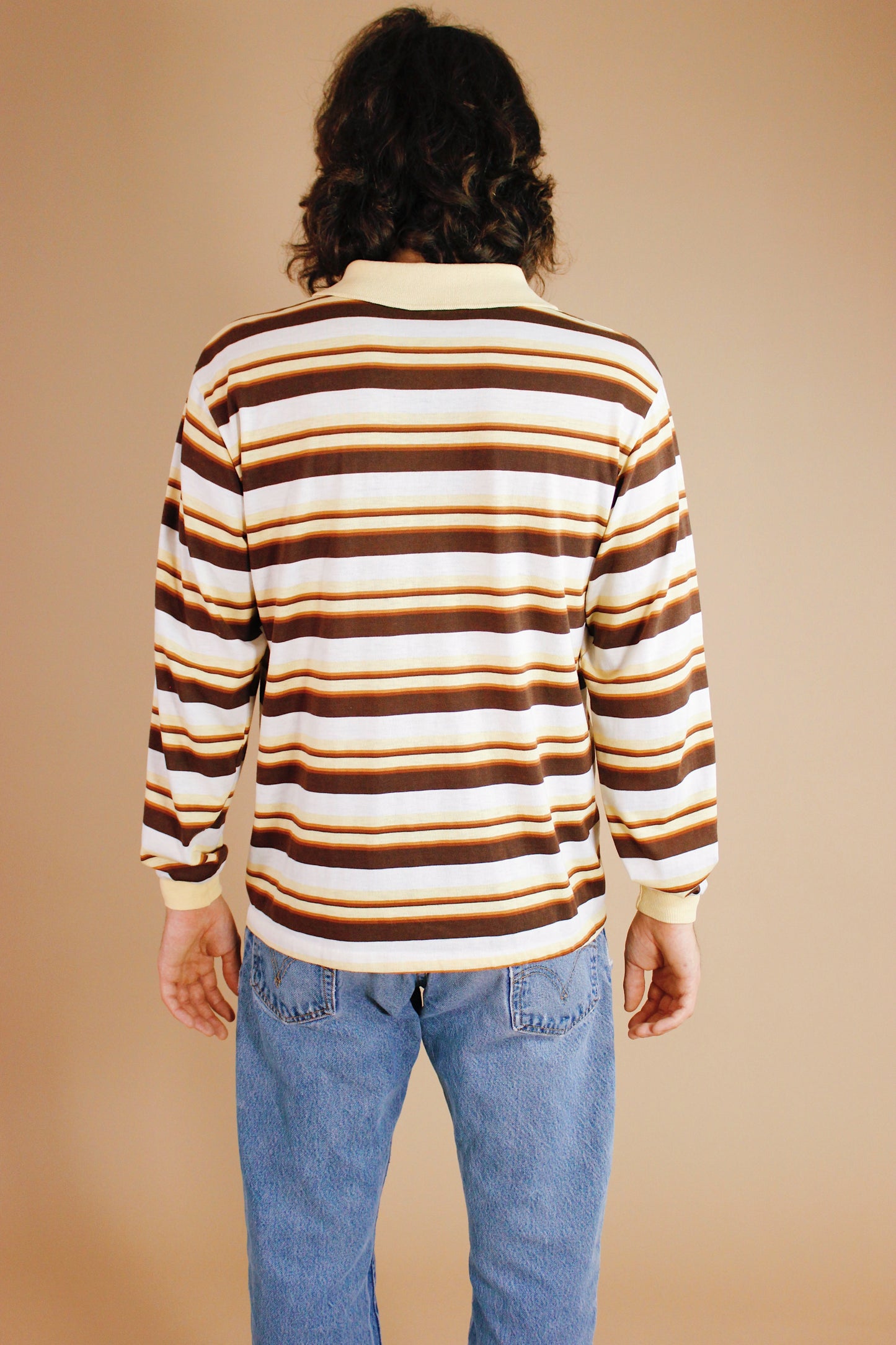 1970s Neutral Striped Henley