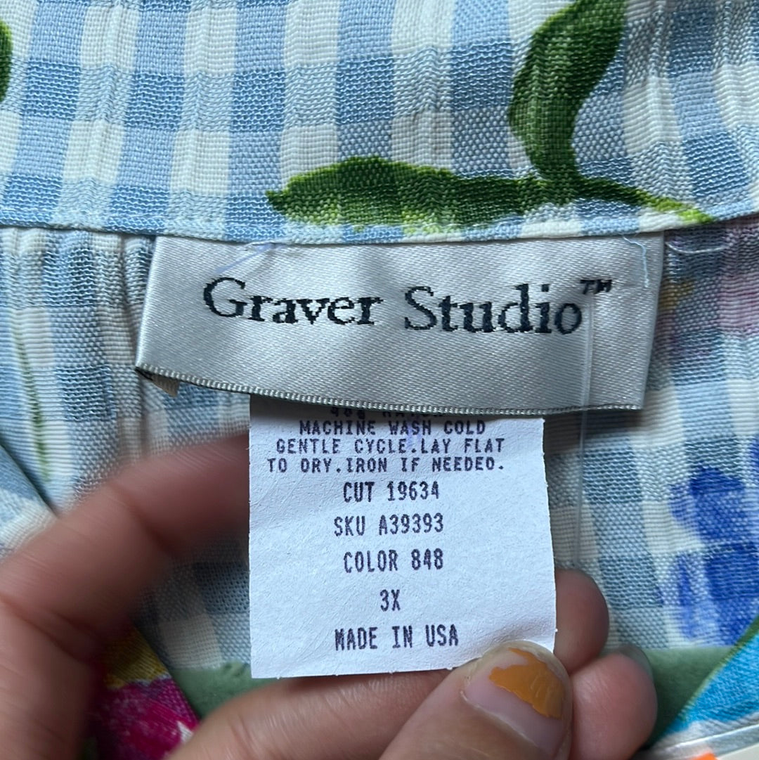 1990s Floral Artist Button Up