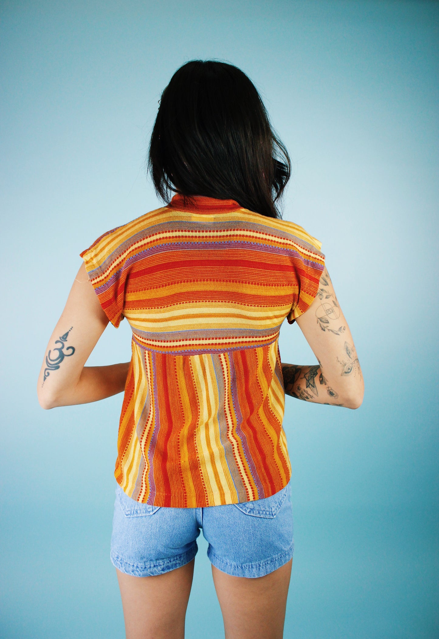 1970s Sunburst Woven Top