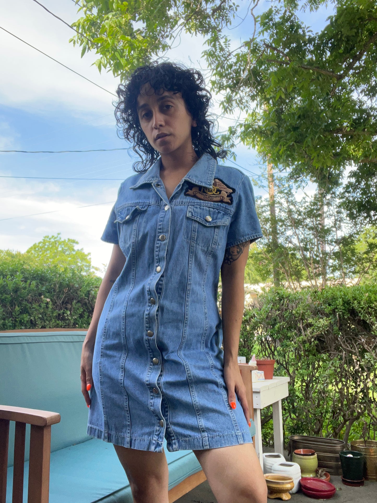 1990s Harley Patch Denim Dress