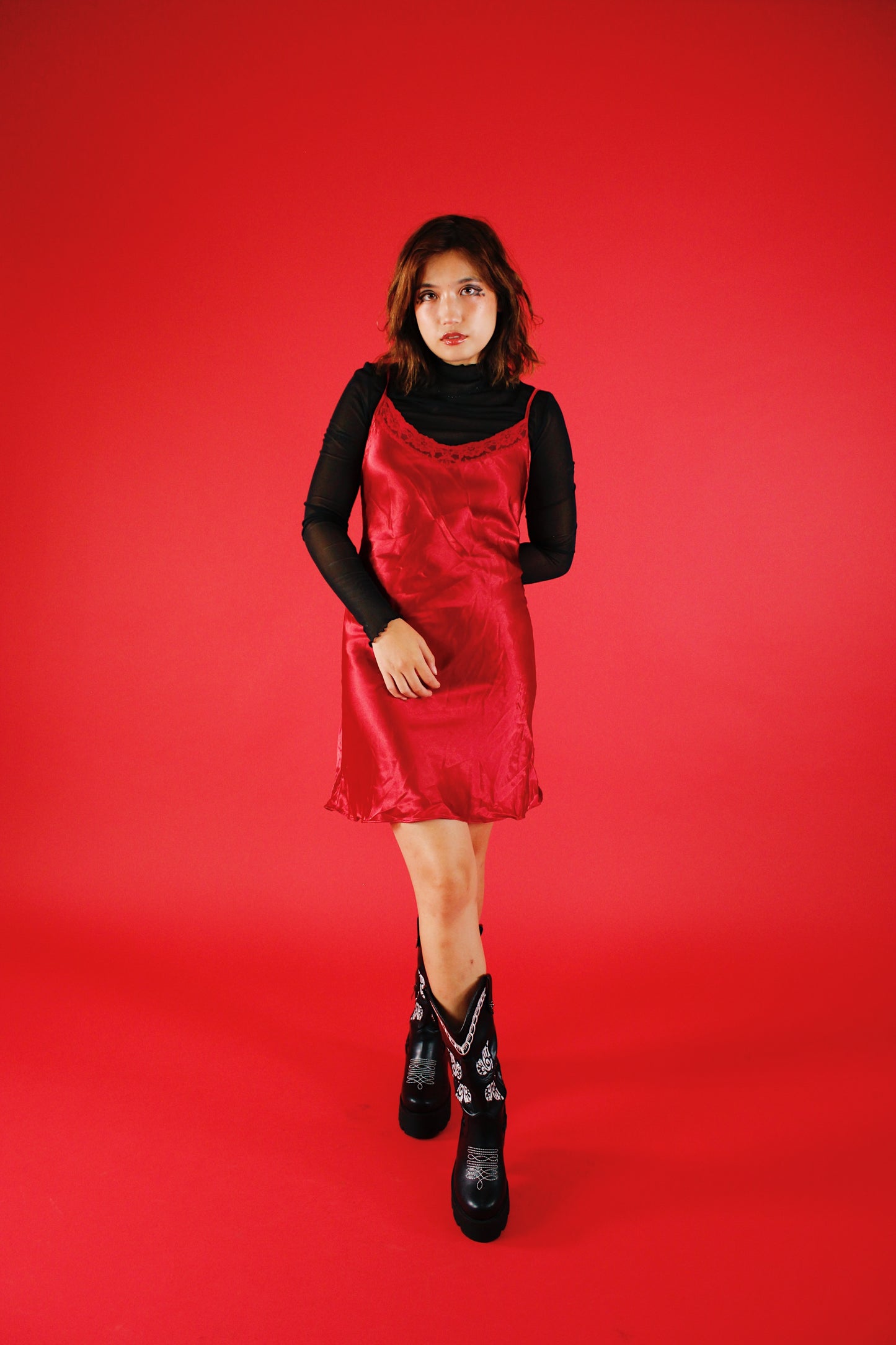 1990s Flaming Rose Slip