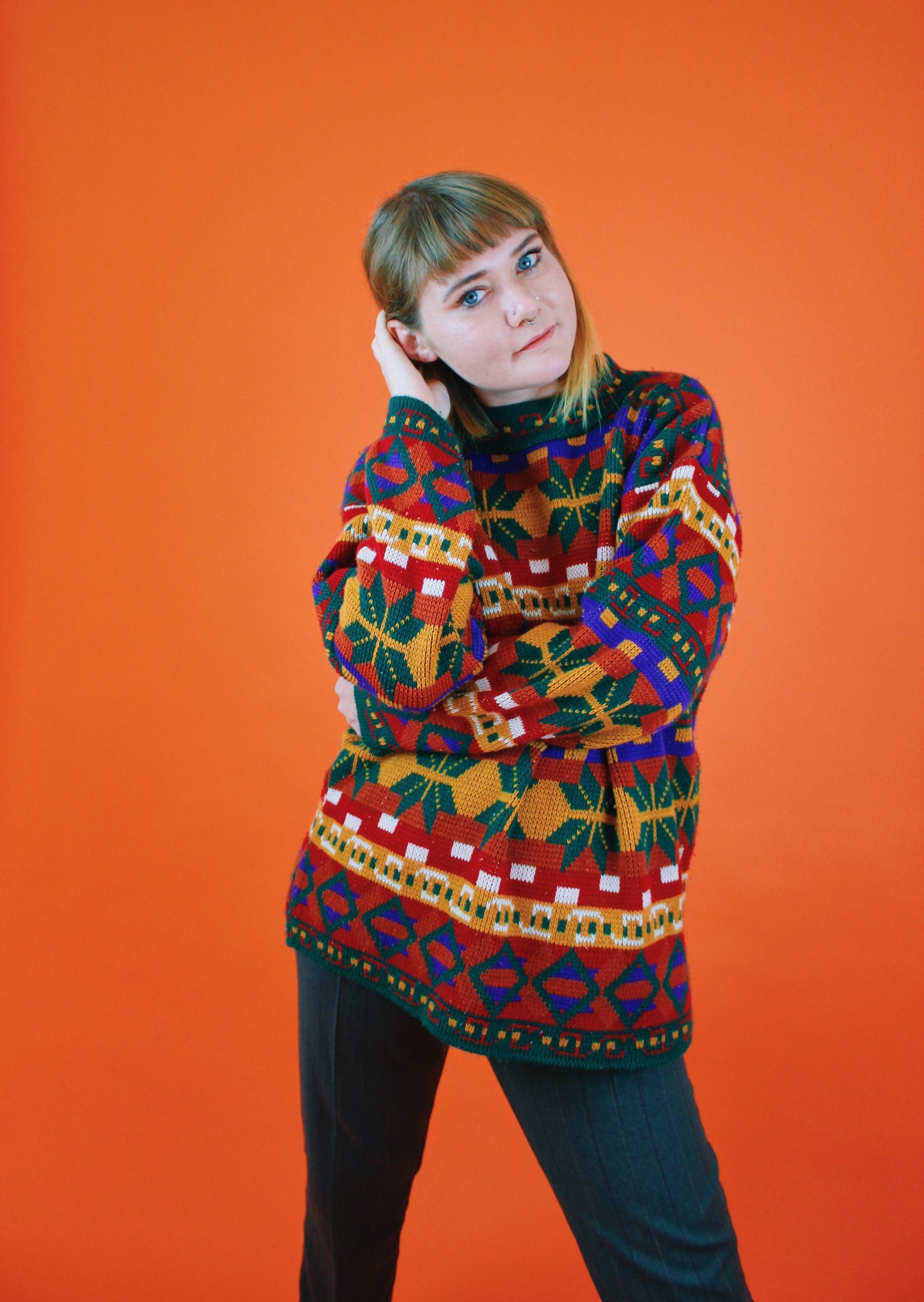 1990s Fall Kaleidoscope Sweater