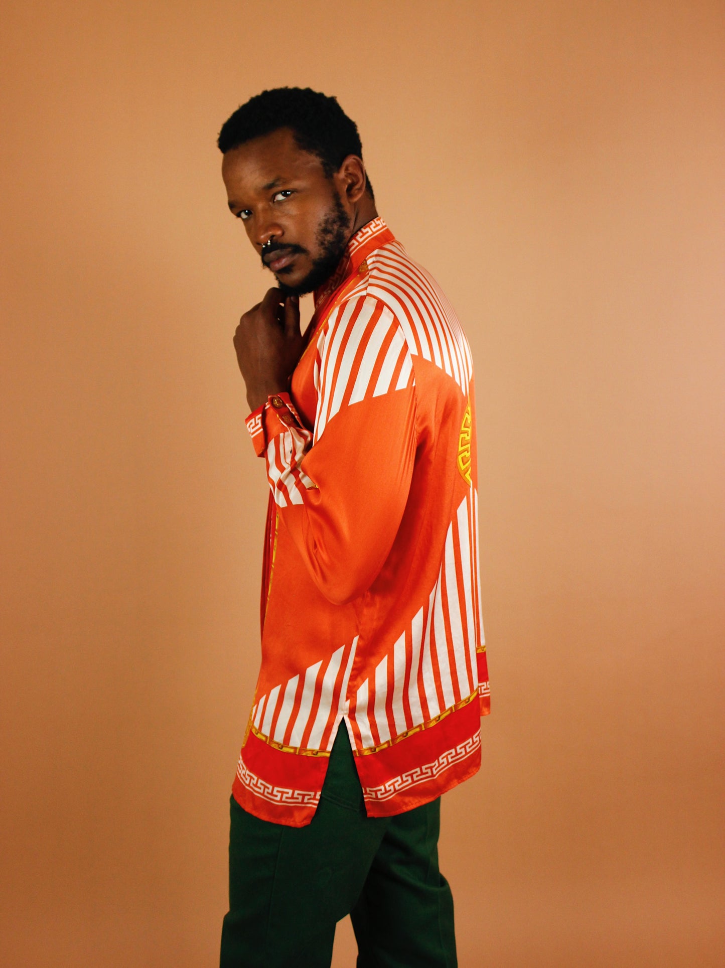 1990s Massardi Gold Silk Button Up