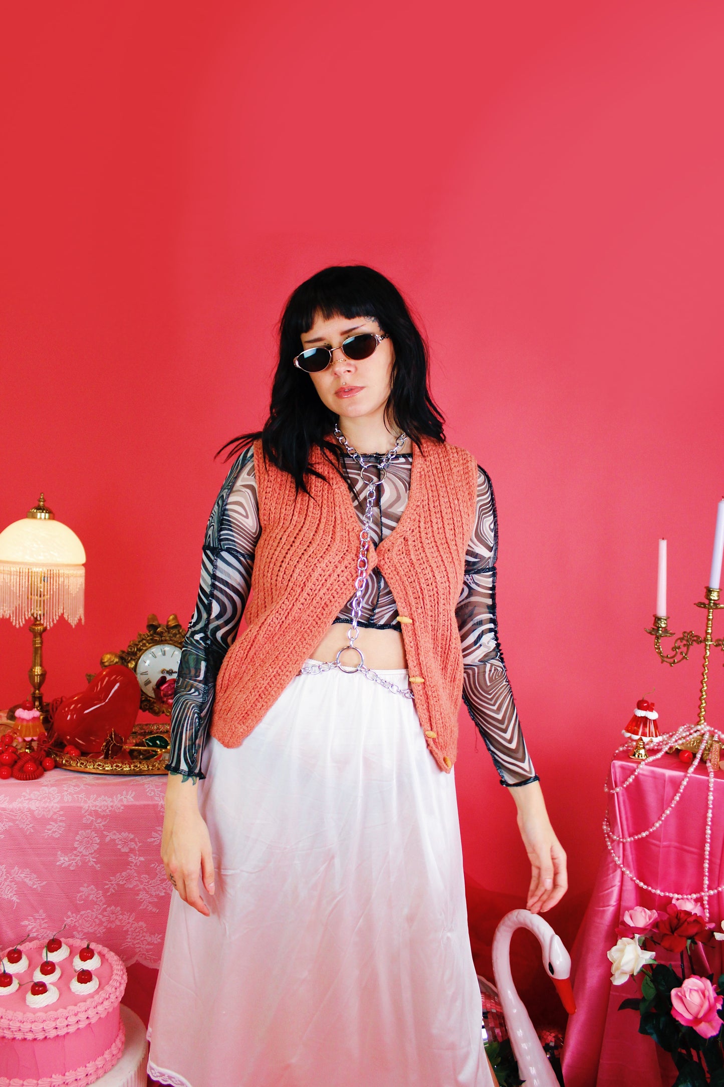 1970s Peach Knit Sweater