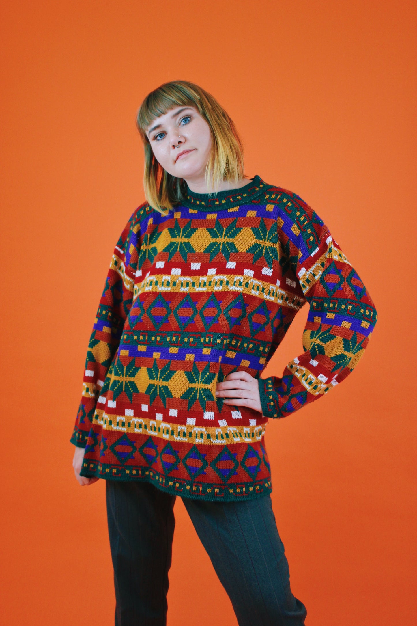 1990s Fall Kaleidoscope Sweater