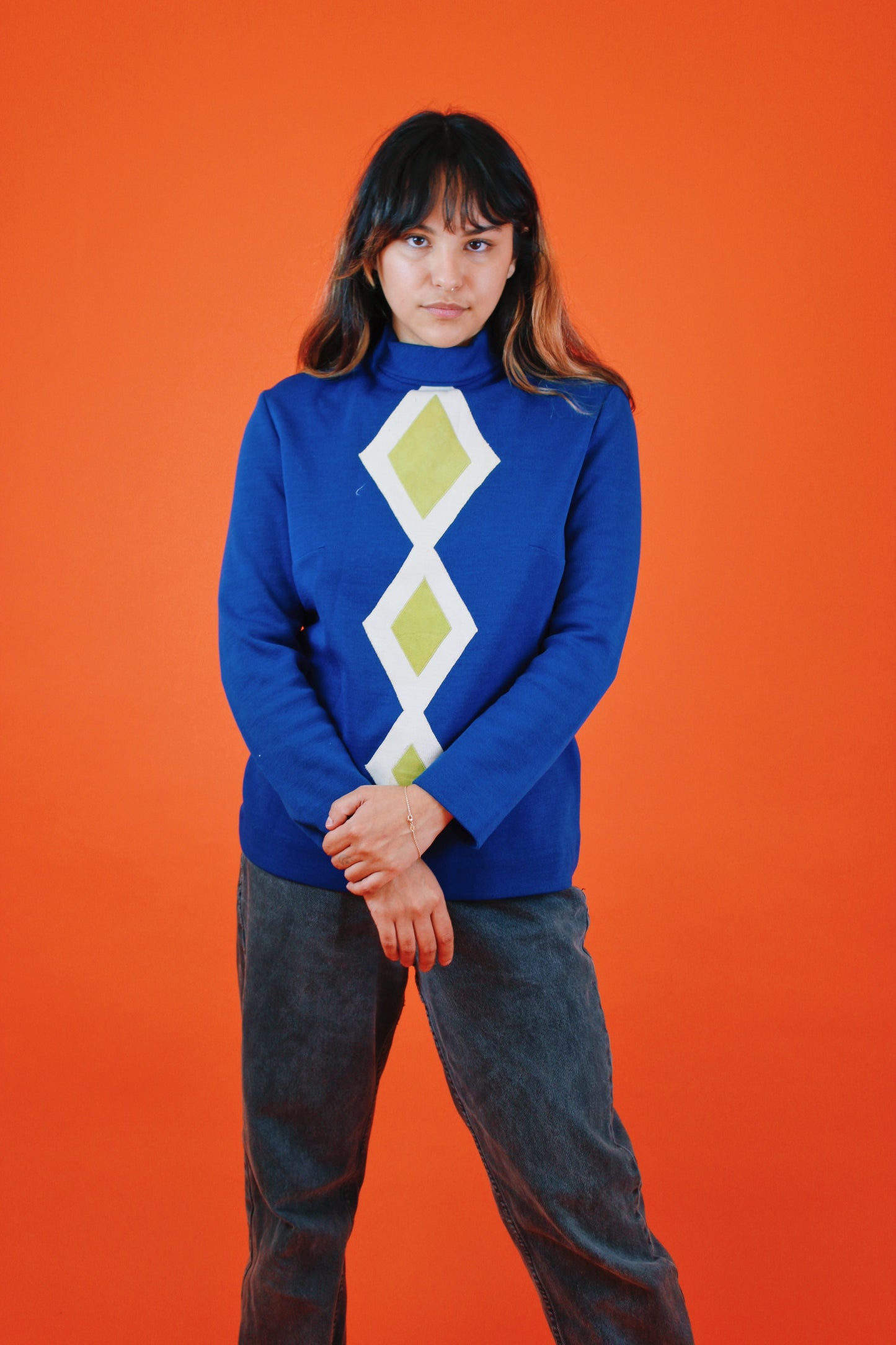 1970s Diamond Appliqué Turtleneck